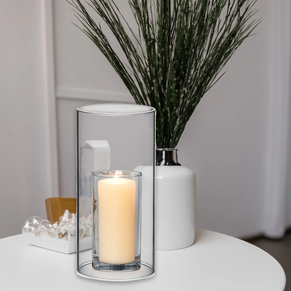 Clear Glass Cylinder Hurricane Chimney Tube, Candle Cover - 1 Piece