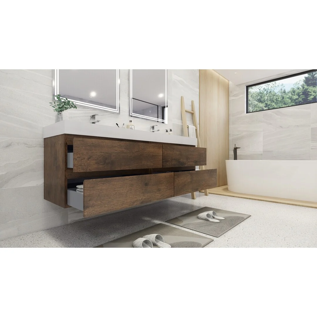 Baillie 72'' Wall-Mounted Vanity with Double Reinforced Acrylic Sink