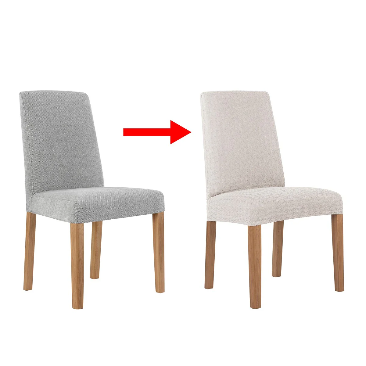 No. 918 Sparta 2-pack Houndstooth Textured Stretch Fit Elastic Dining Chair Cover Pair - 28