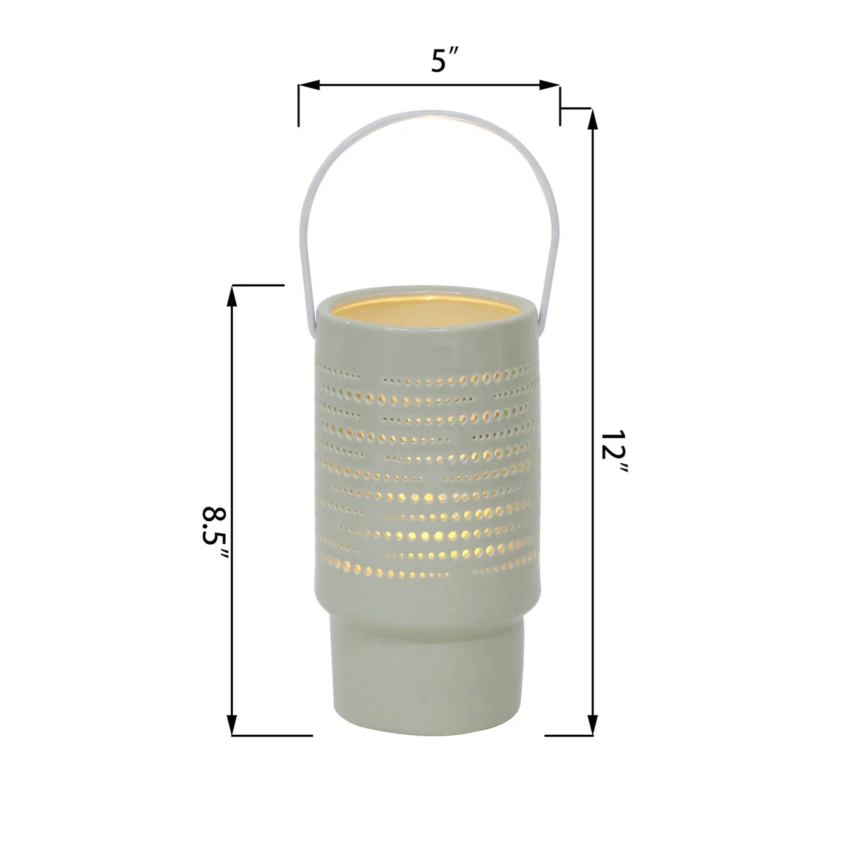 8In Led Scale Ceramic Lantern