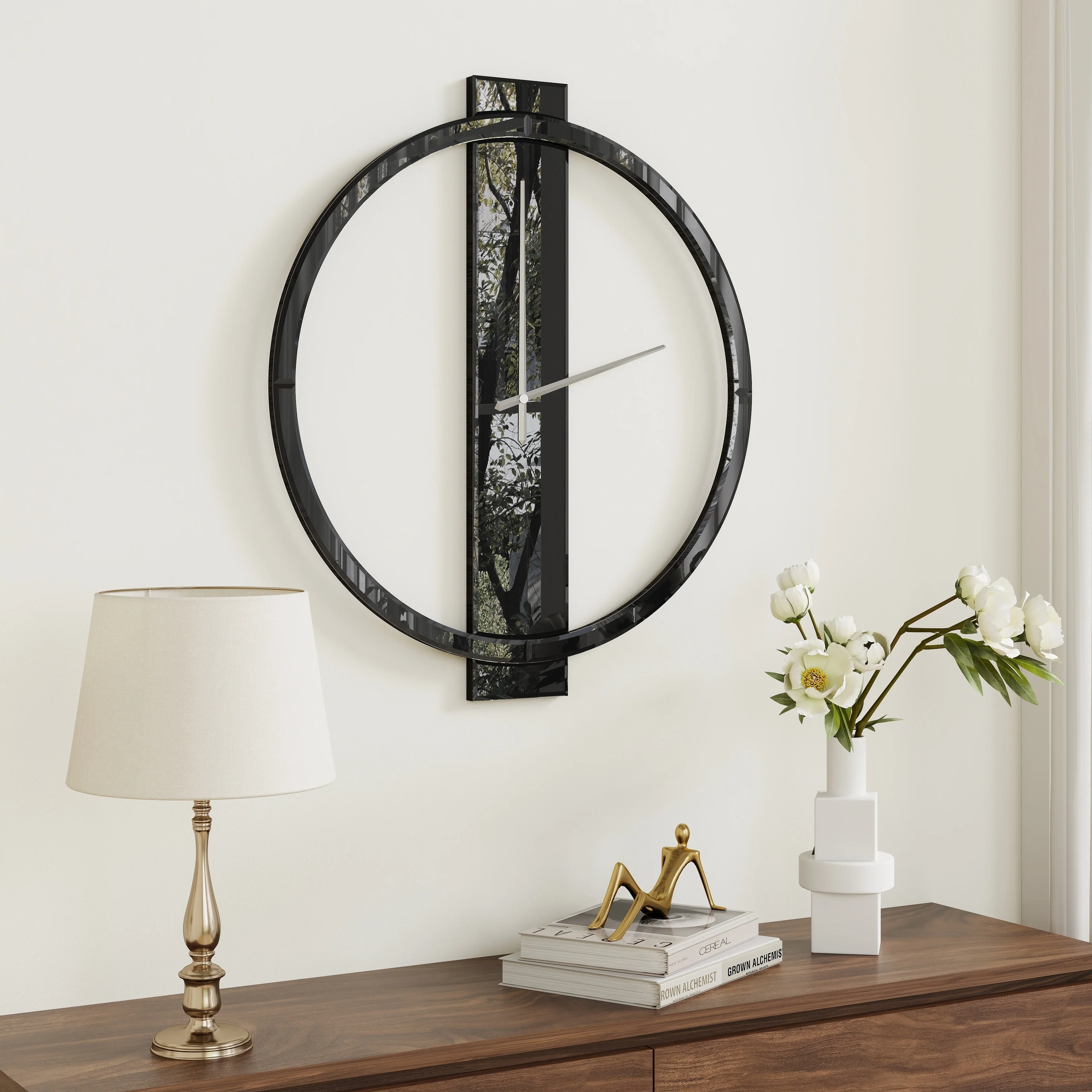 Glass Round Wall Clock 24 Inches