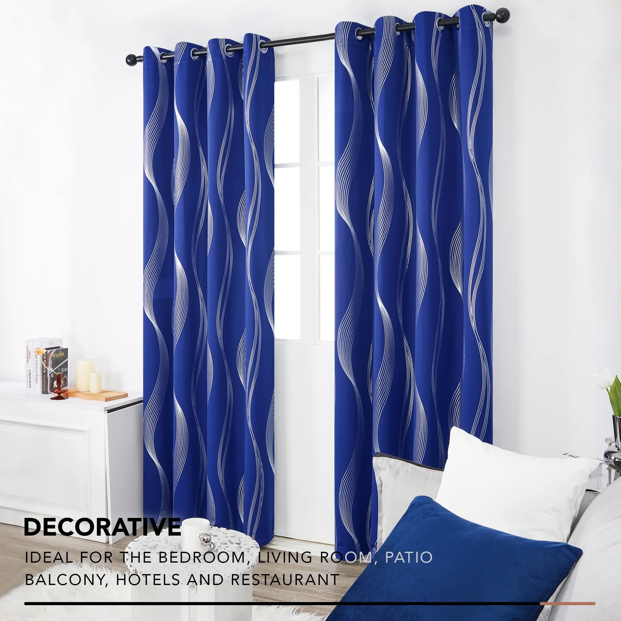 Deconovo Silver Wave 52 Width Curtain Panel Pair (2 Panel)