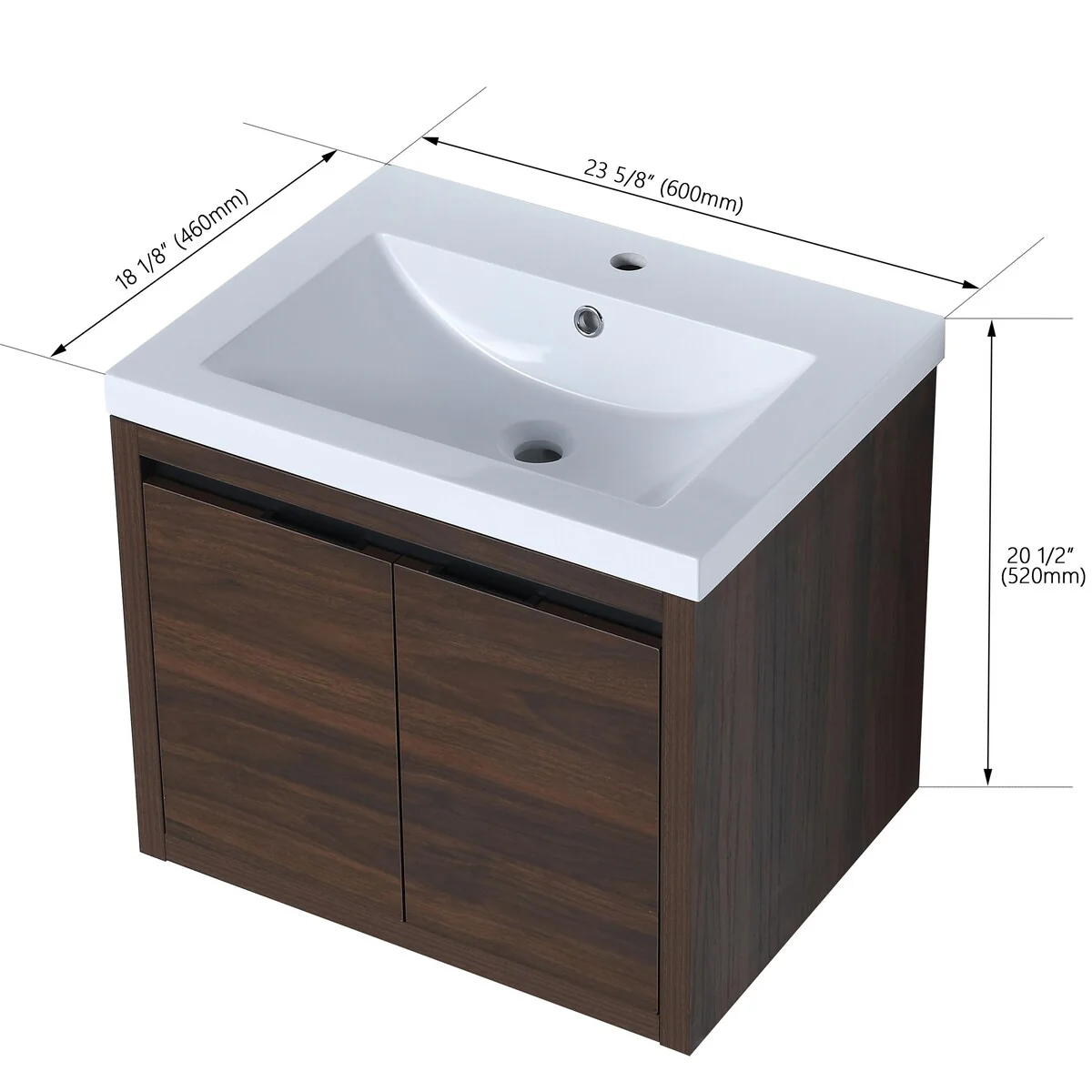 Bathroom Vanity With Sink In 24 Inch, Floating Bathroom Vanity With Soft Close Door