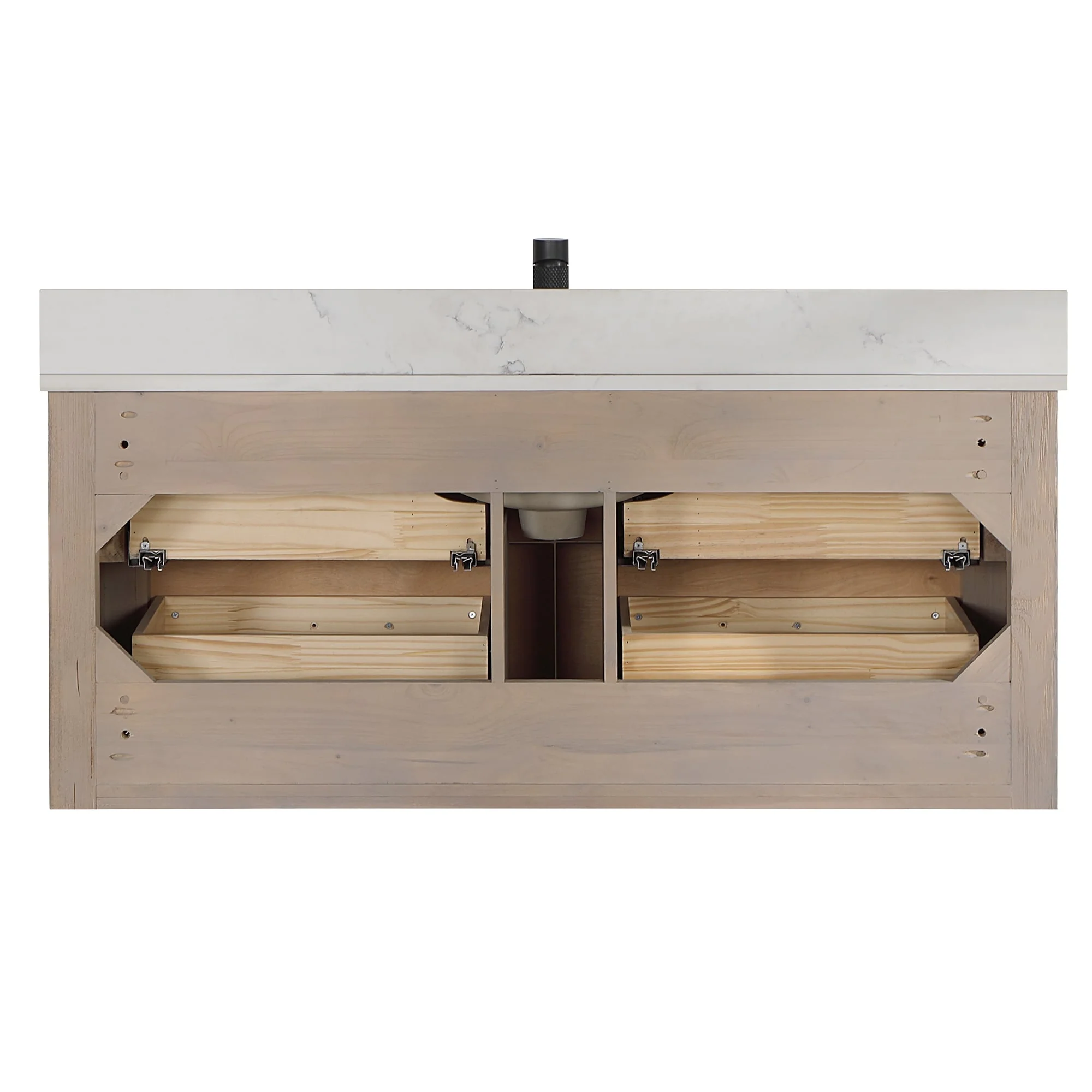 Cristo Floating Bath Vanity with White Quartz Stone Top and Mirror