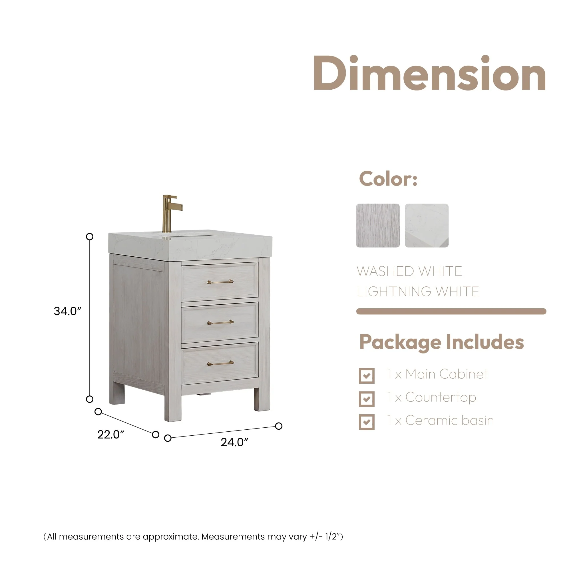 Leon 24 in. Single Bathroom Vanity with Composite Stone Top