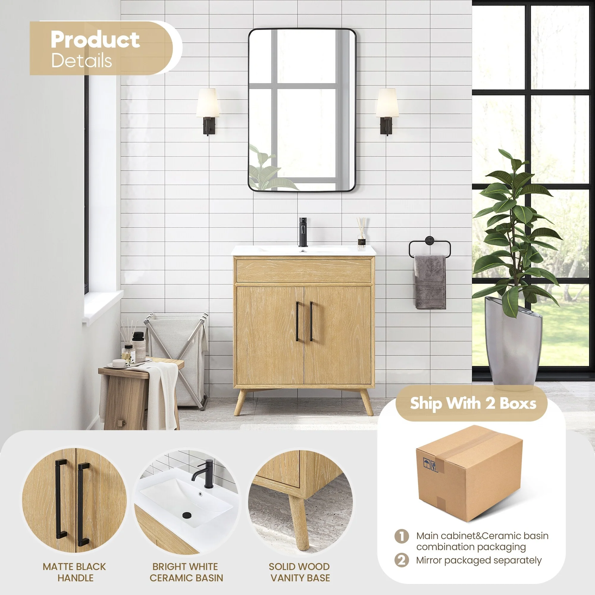 Delhi Bath Vanity with White Ceramic Basin Top without Mirror