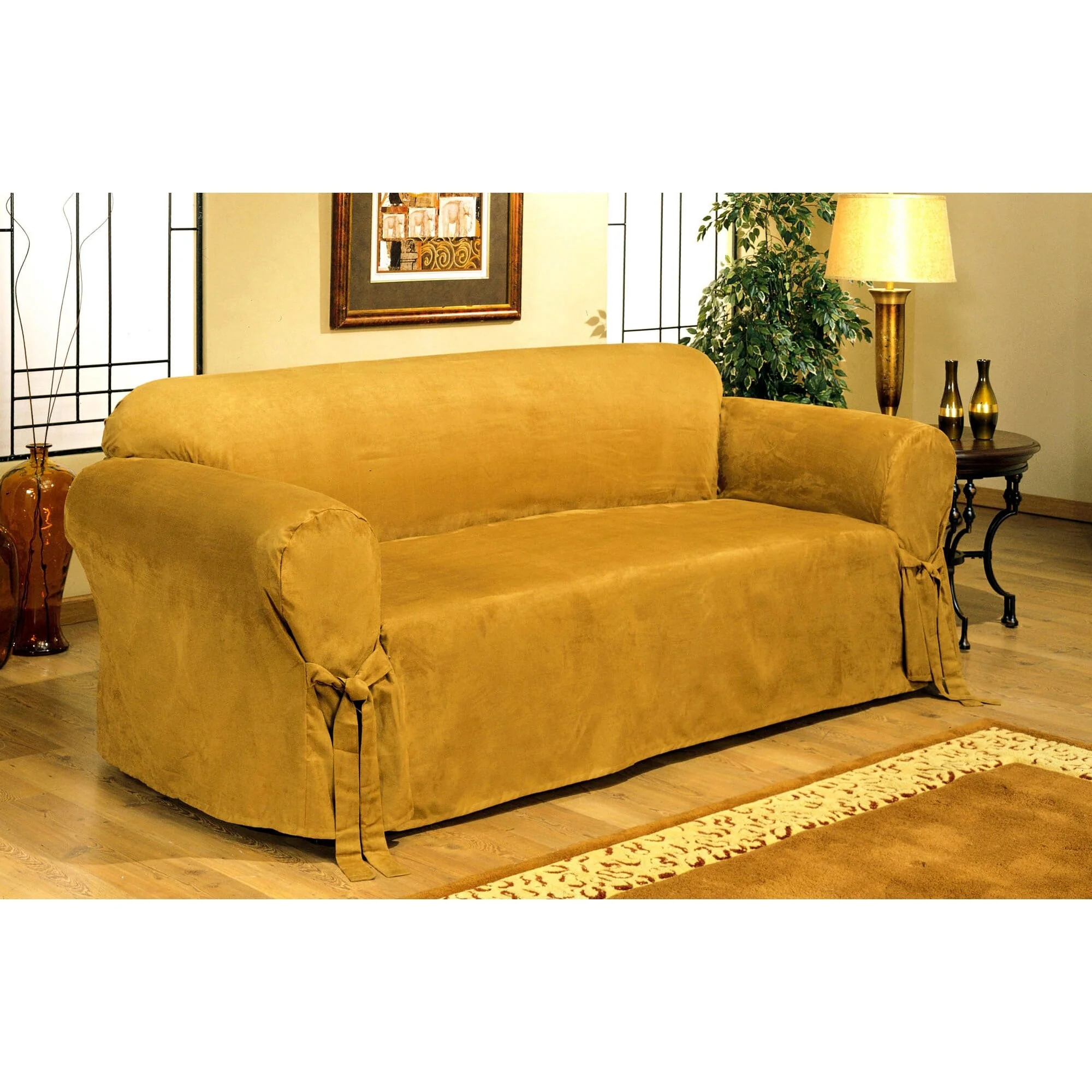 Classic Slipcovers Microfiber Velvet Loveseat Slipcover