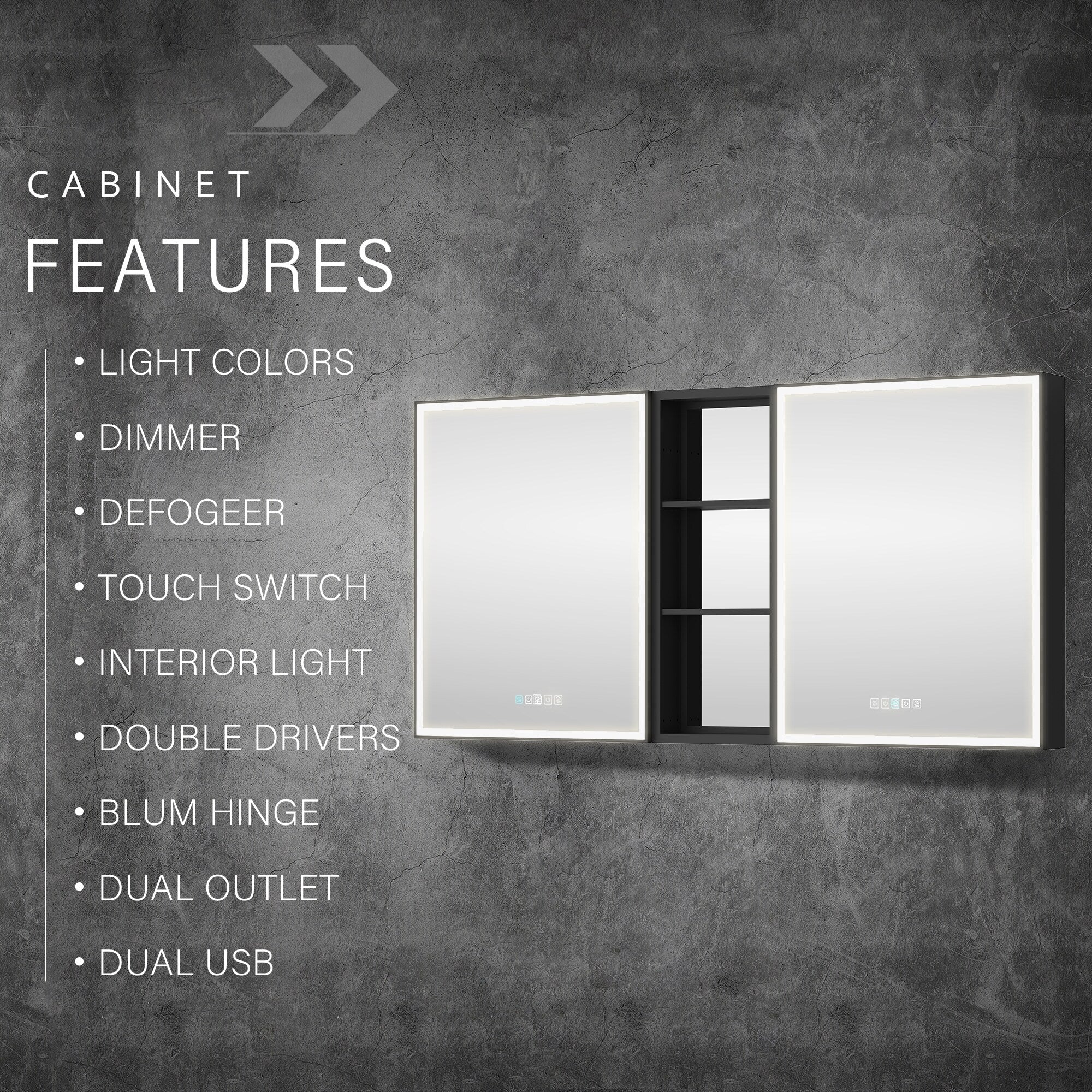 30 in. H Recessed or Surface Wall Mounted LED Mirror Cabinet With Black Side Cabinet