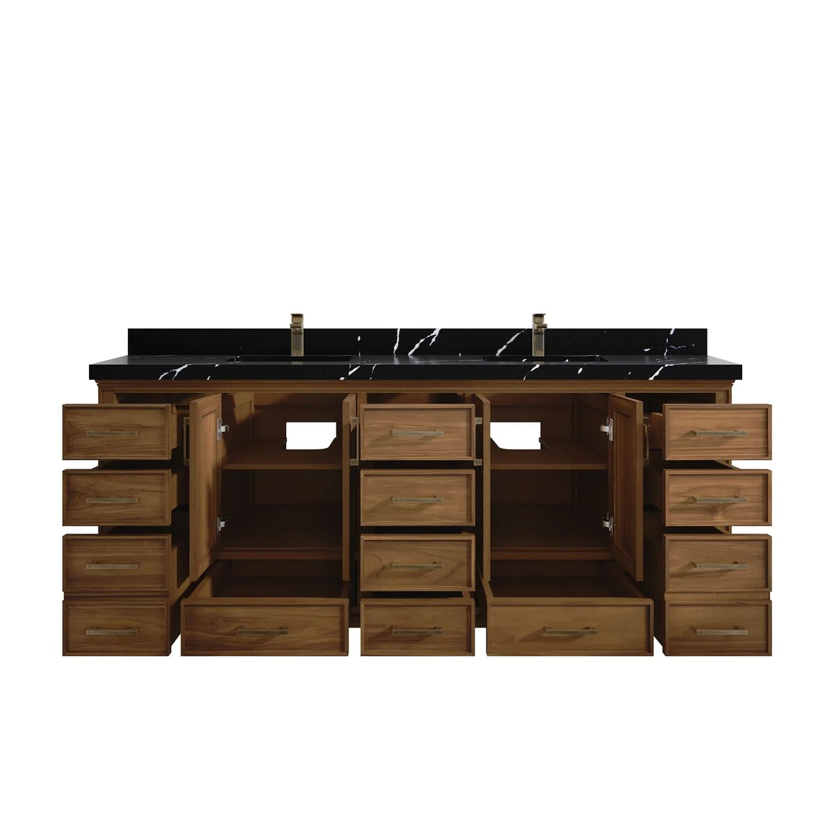 Willow Collections 84 in. W x 22 in. D Charlotte Teak Double Sink Bathroom Solid Teak Vanity with Countertop