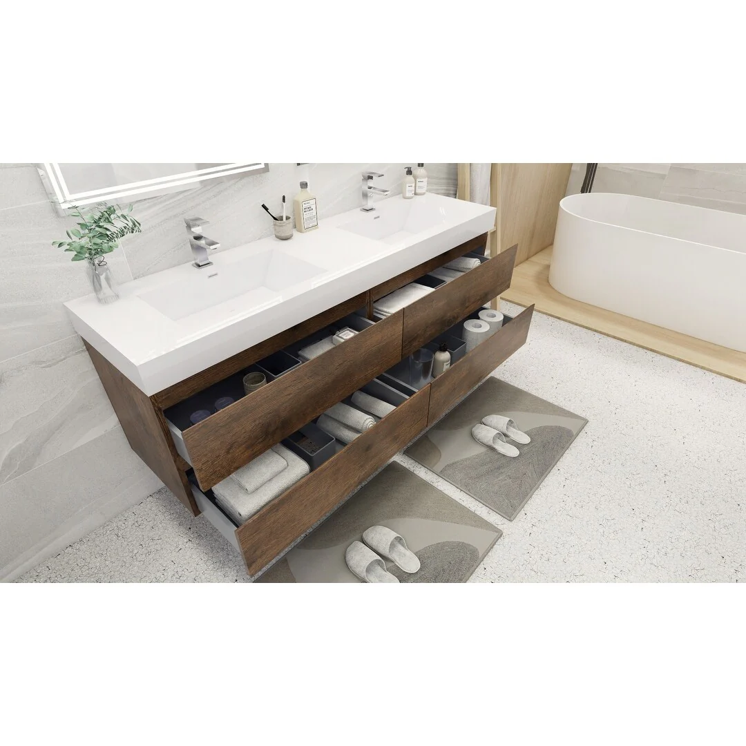 Baillie 72'' Wall-Mounted Vanity with Double Reinforced Acrylic Sink