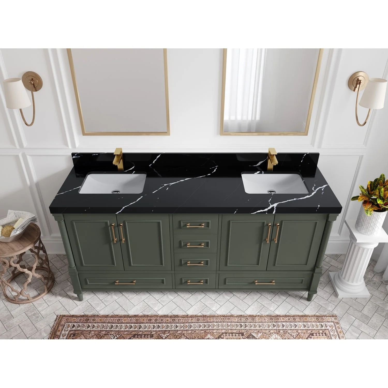 Willow Collections 72 in. W x 22 in. D Aberdeen Double Sink Bathroom Vanity with Countertops