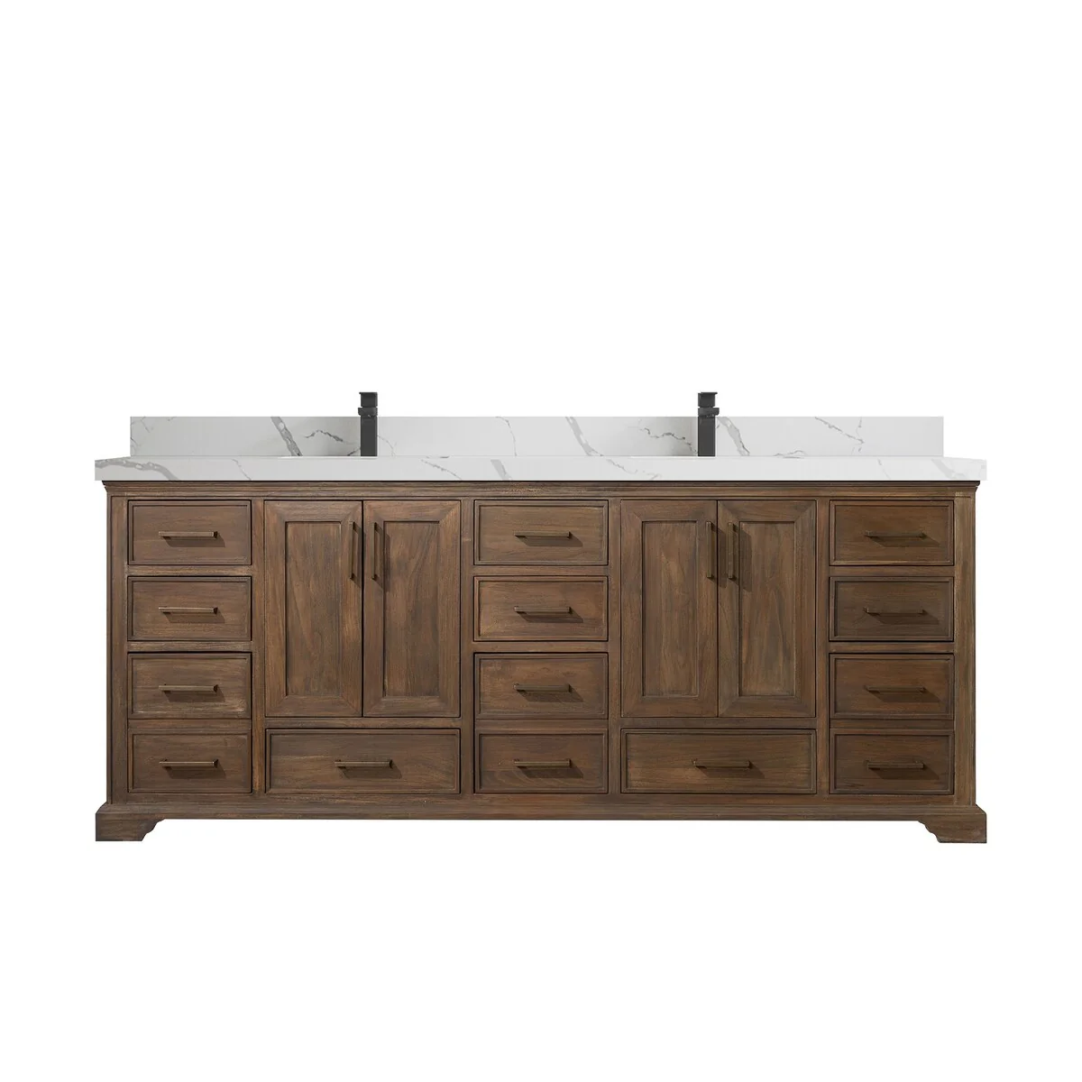 Willow Collections 84 in. W x 22 in. D Charlotte Teak Double Sink Bathroom Solid Teak Vanity with Countertop