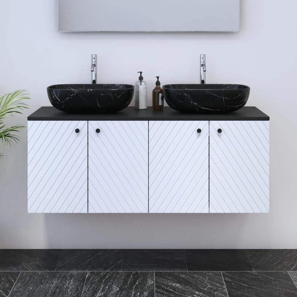 Avela 4D 120 Double Sink Floating Bathroom Vanity (48