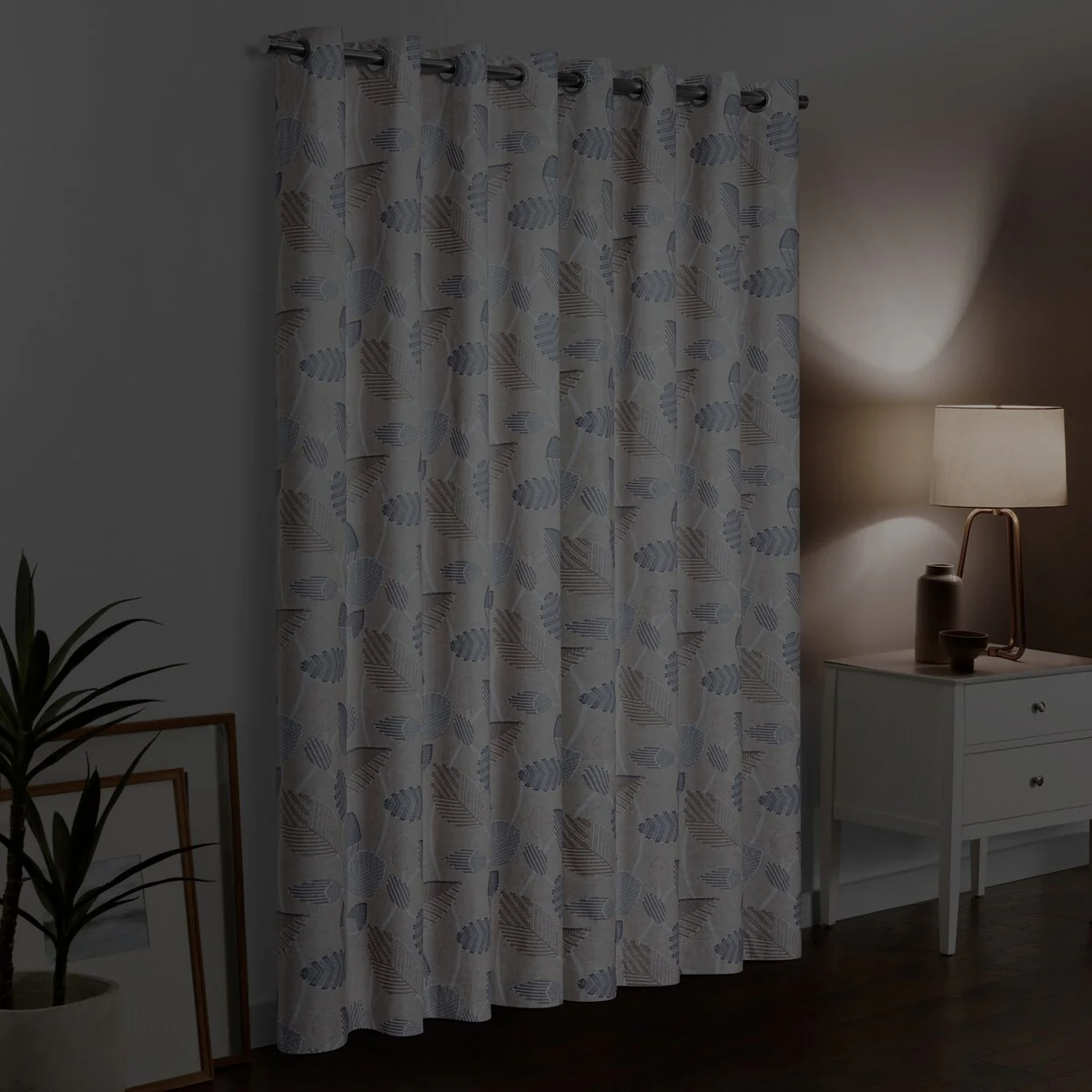 Eclipse Blackout Curtains, Larissa Leaf Grommet Curtains