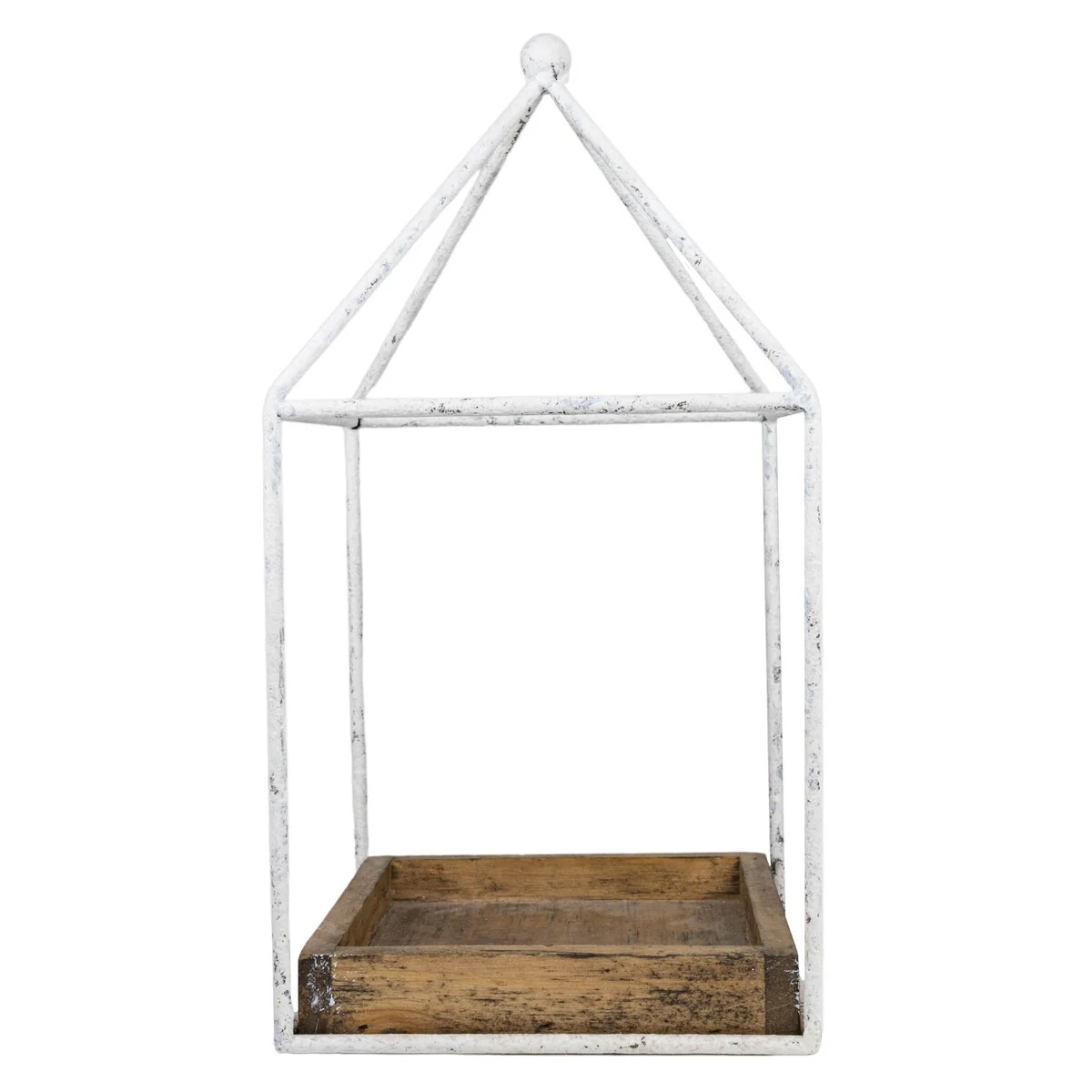 Foreside Home & Garden Platform Tray White Metal & Wood - 6 x 6 x 11.75