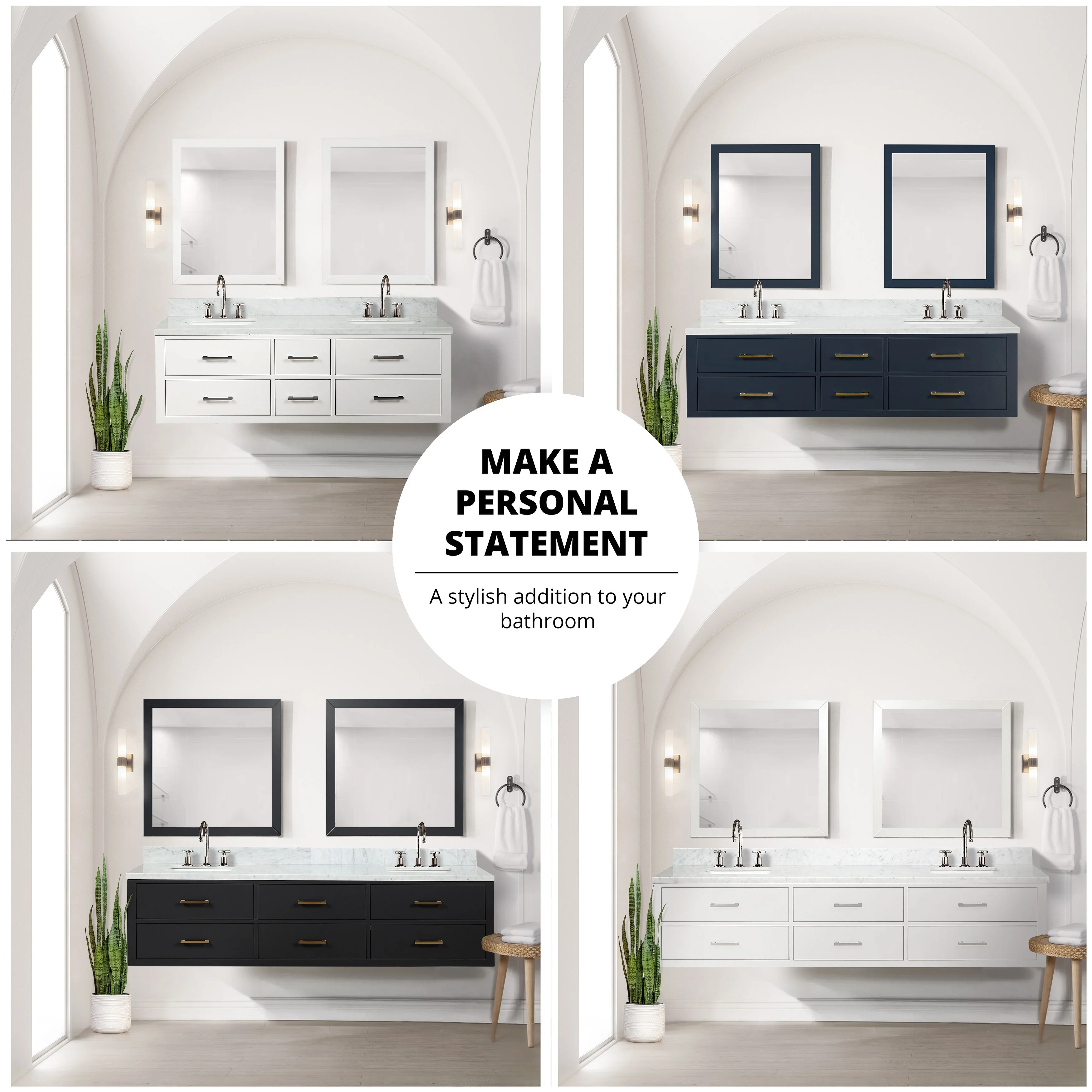 Castor Bath Vanity with Carrara Marble Top and Sink