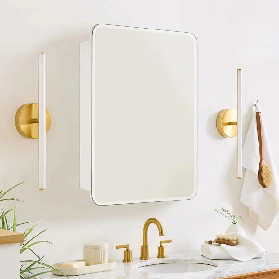 TEHOME Frameless Rectangle Recess & Surface Mount Cabinet with Mirror for Bathroom