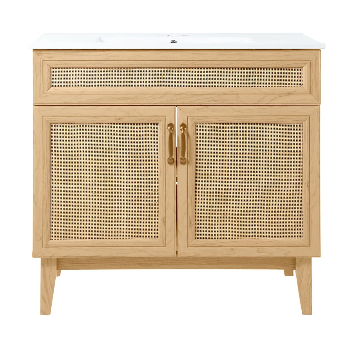 Ancillary Rattan Modern Farmhouse 2-Shelf Bath Vanity Cabinet Only (Sink Basin not Included), by JONATHAN Y