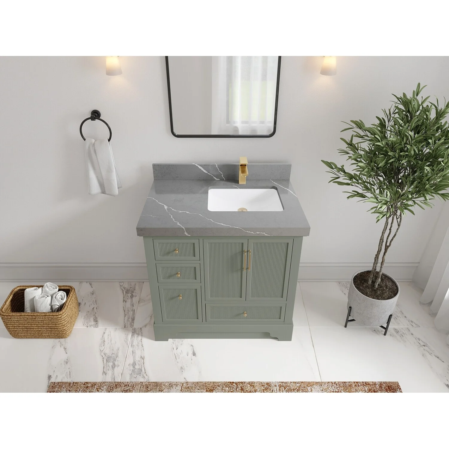 Willow Collections 36 in. W x 22 in. D Alys Right Offset Sink Bathroom Vanity with Countertop