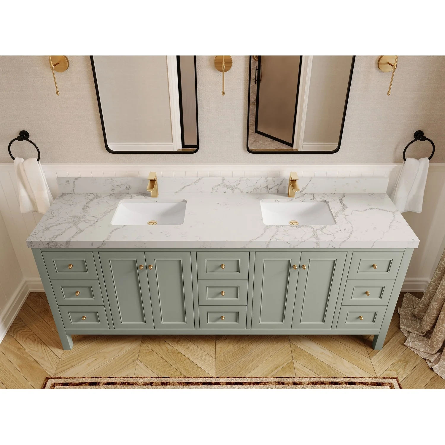 Willow Collections 84 in. W x 22 in. D Nashville Double Bowl Sink Bathroom Vanity with Countertop