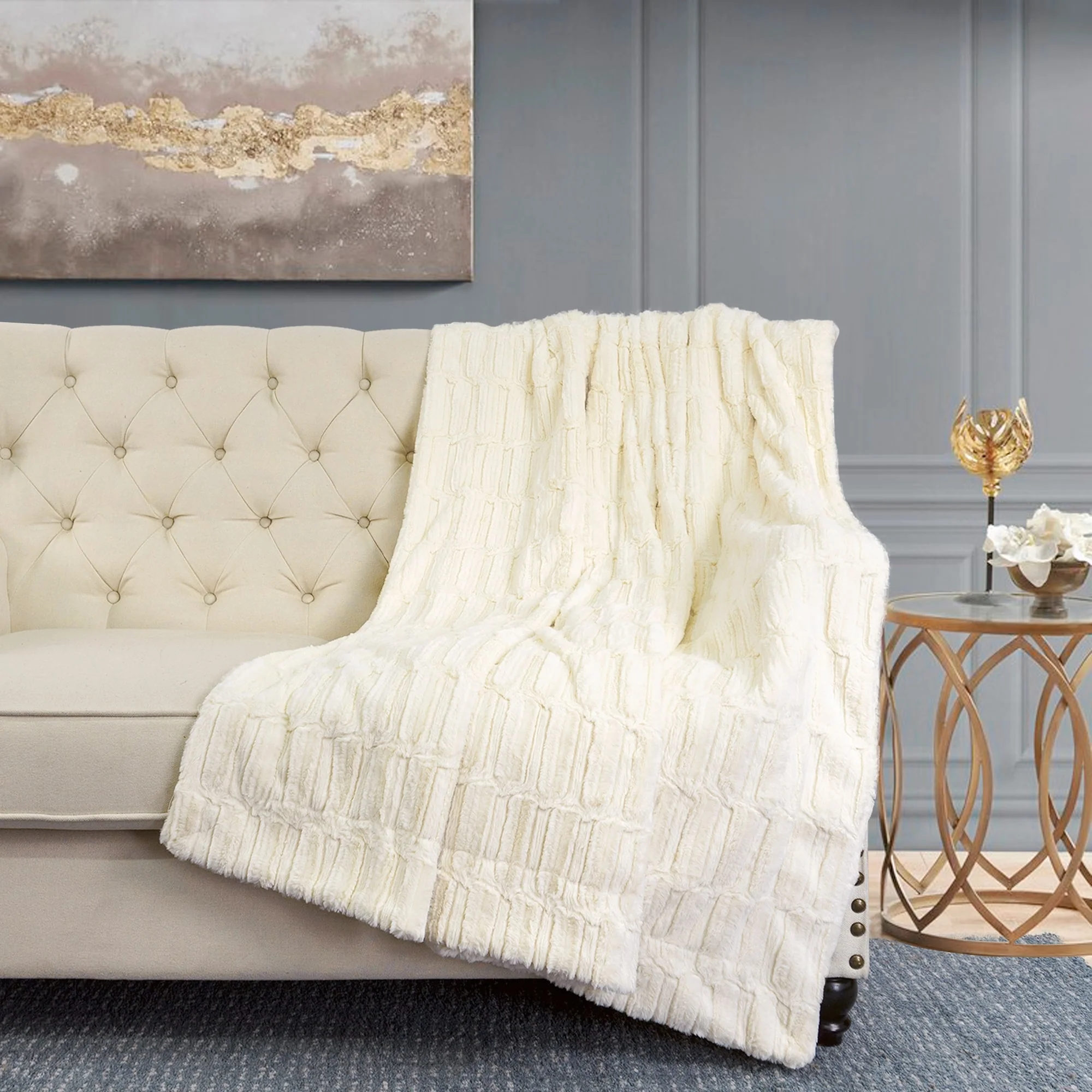 Oversized Saga Double Sided Fauxfur Throw, 60