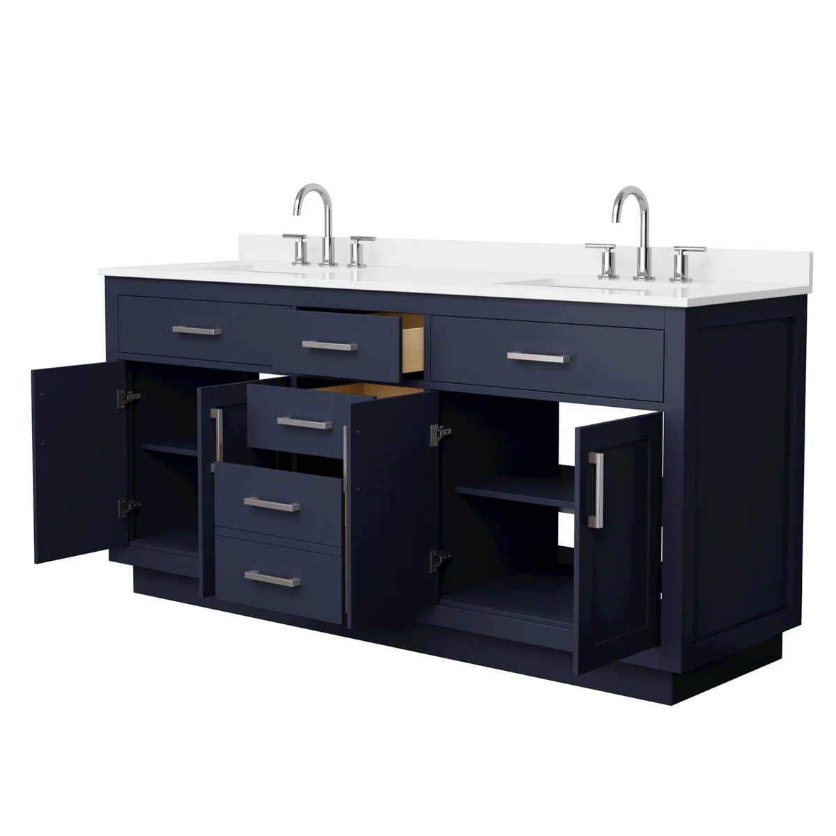 Beckett TK 72-inch Double Vanity, 3 Hole Quartz Top