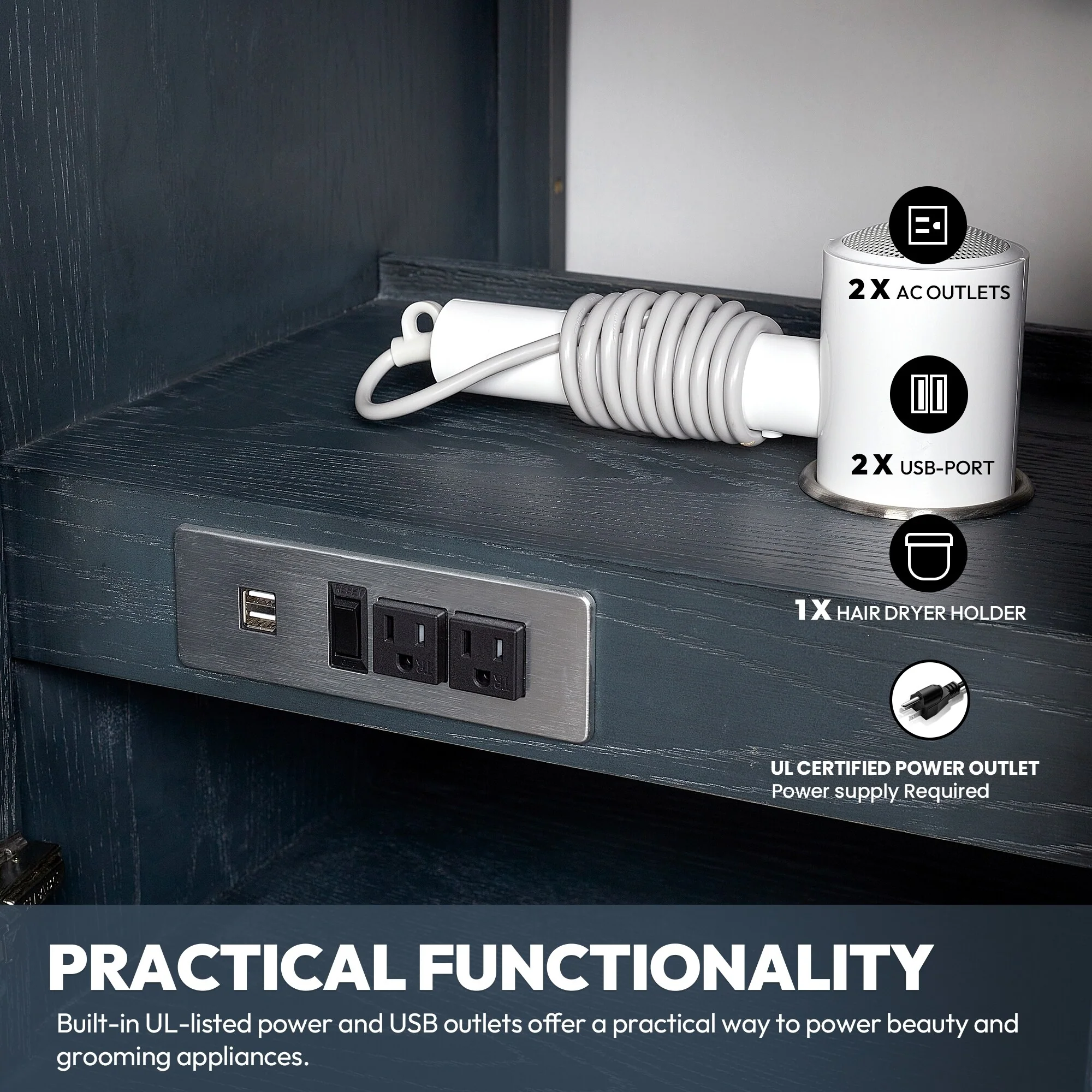 Gara Single Bath Vanity with Composite Stone Top and Mirror