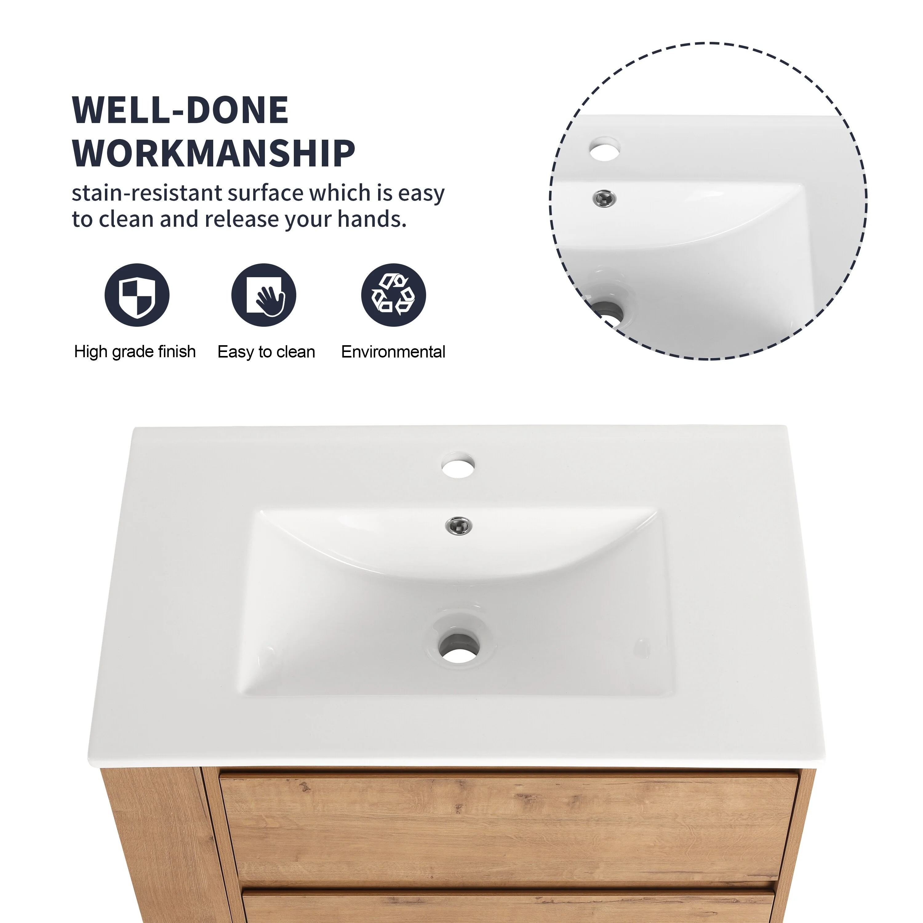 Beingnext 30''/36'' Single Sink Floating Bathroom Vanity with Soft Close Drawer and Adjustable Shelf