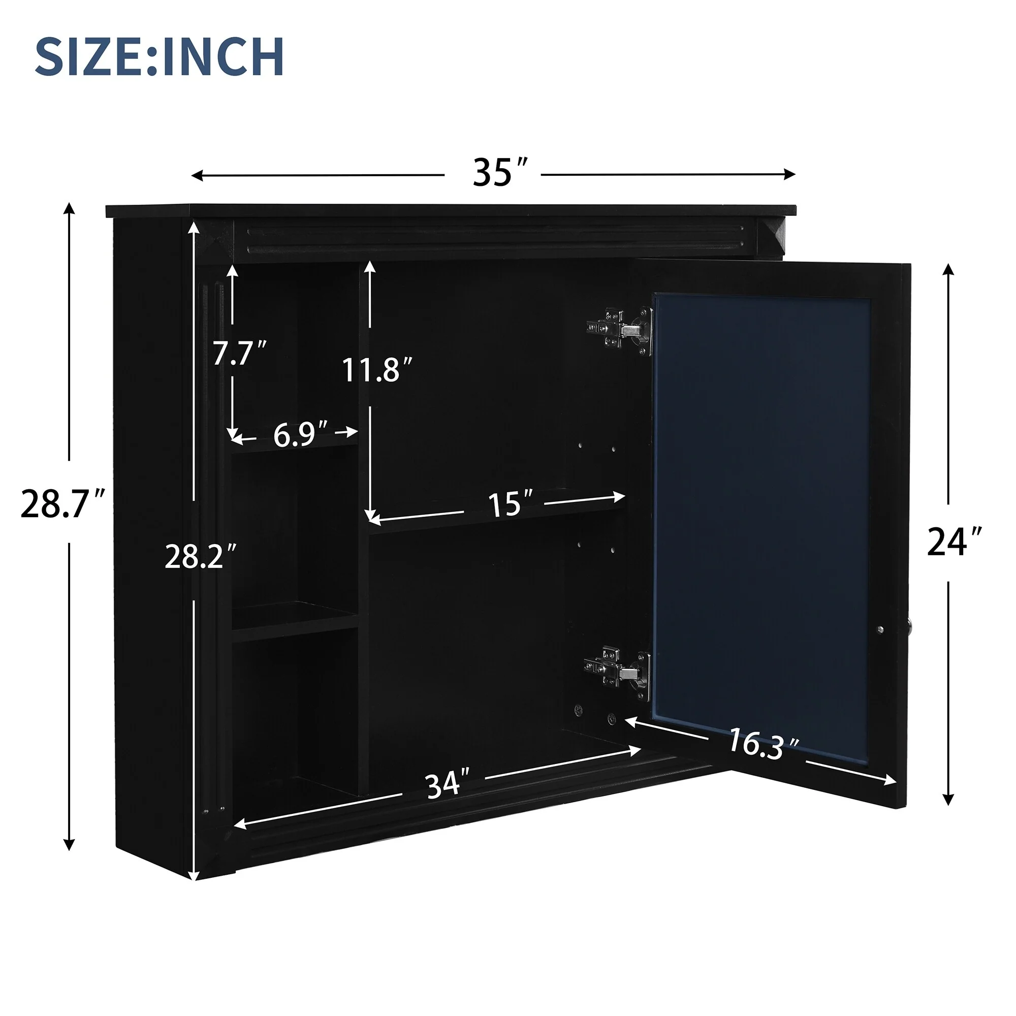 35'' x 28'' Wall Mounted Bathroom Medicine Cabinet - 35