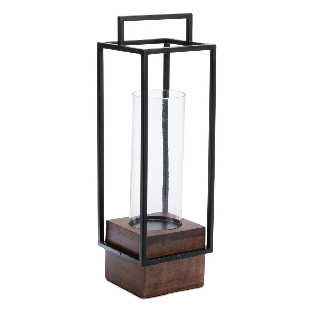 Wood Candle Holder with Iron Frame 20