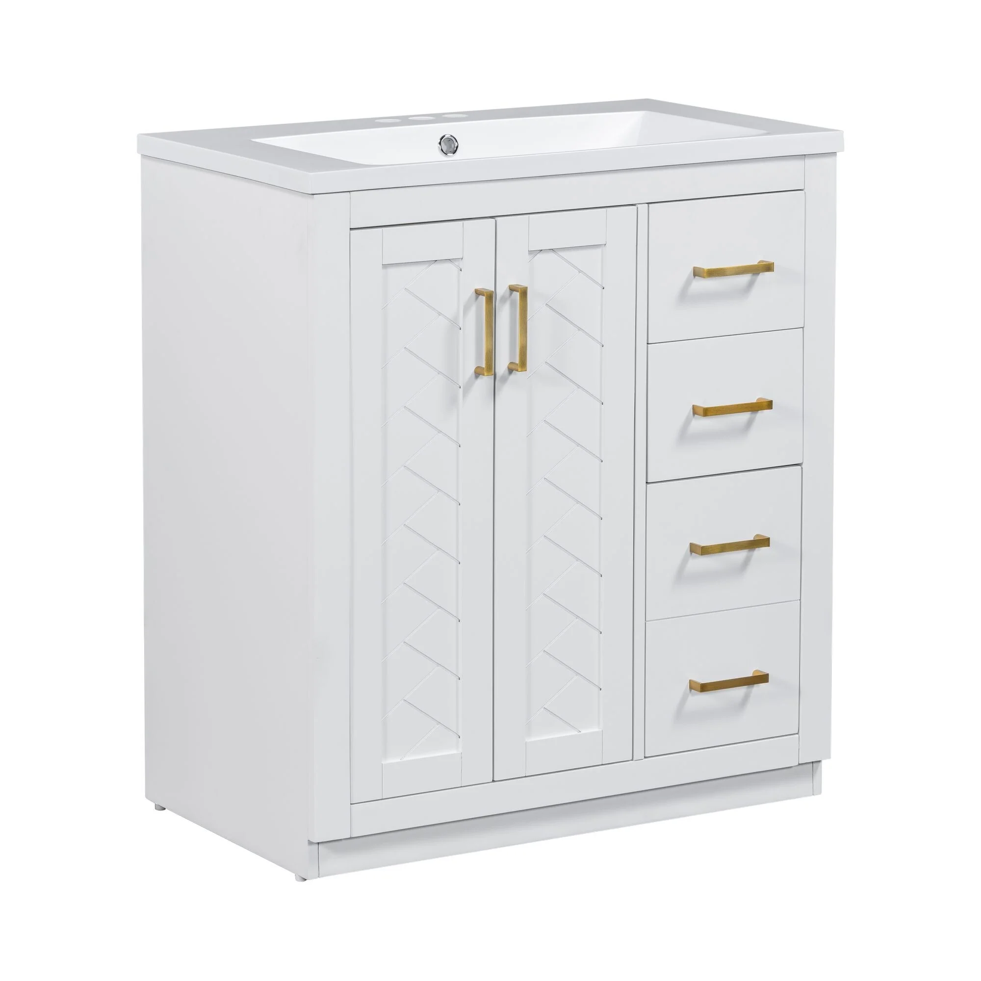 30'' Bathroom Vanity with Storage Cabinet and 3 Drawers