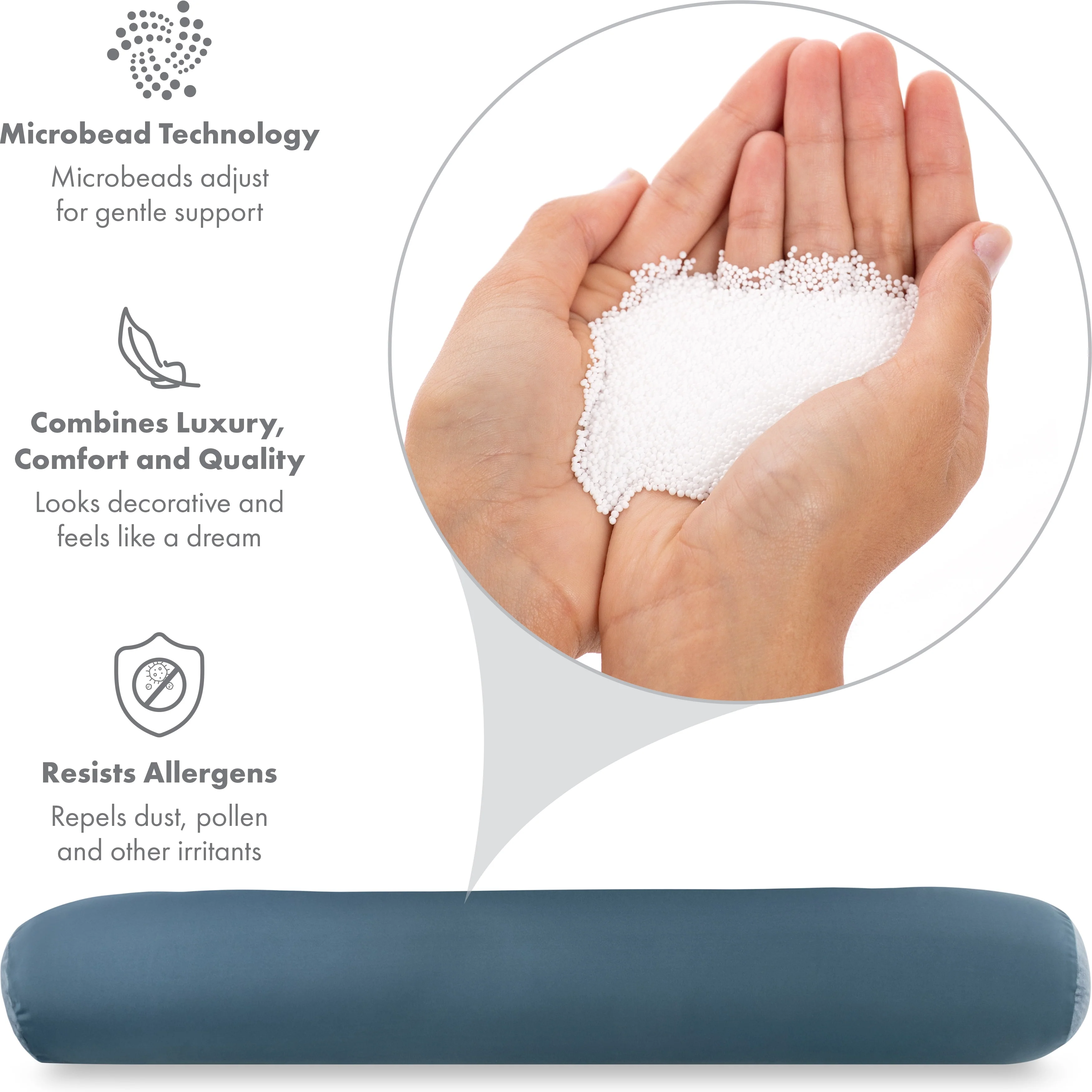 Straight Body Pillow, Premium Microbead,Side Sleeping / Pregnant Women