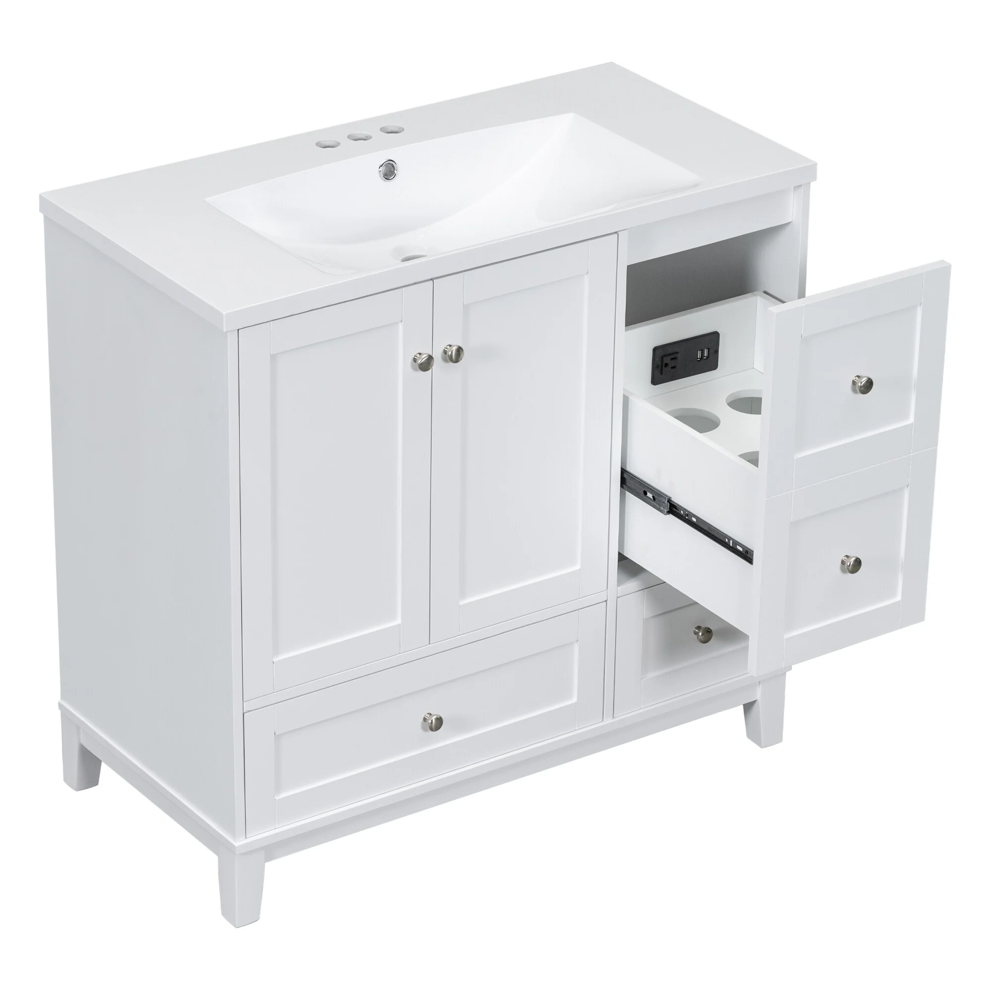 36 Inch Modern Bathroom Vanity with USB Charging