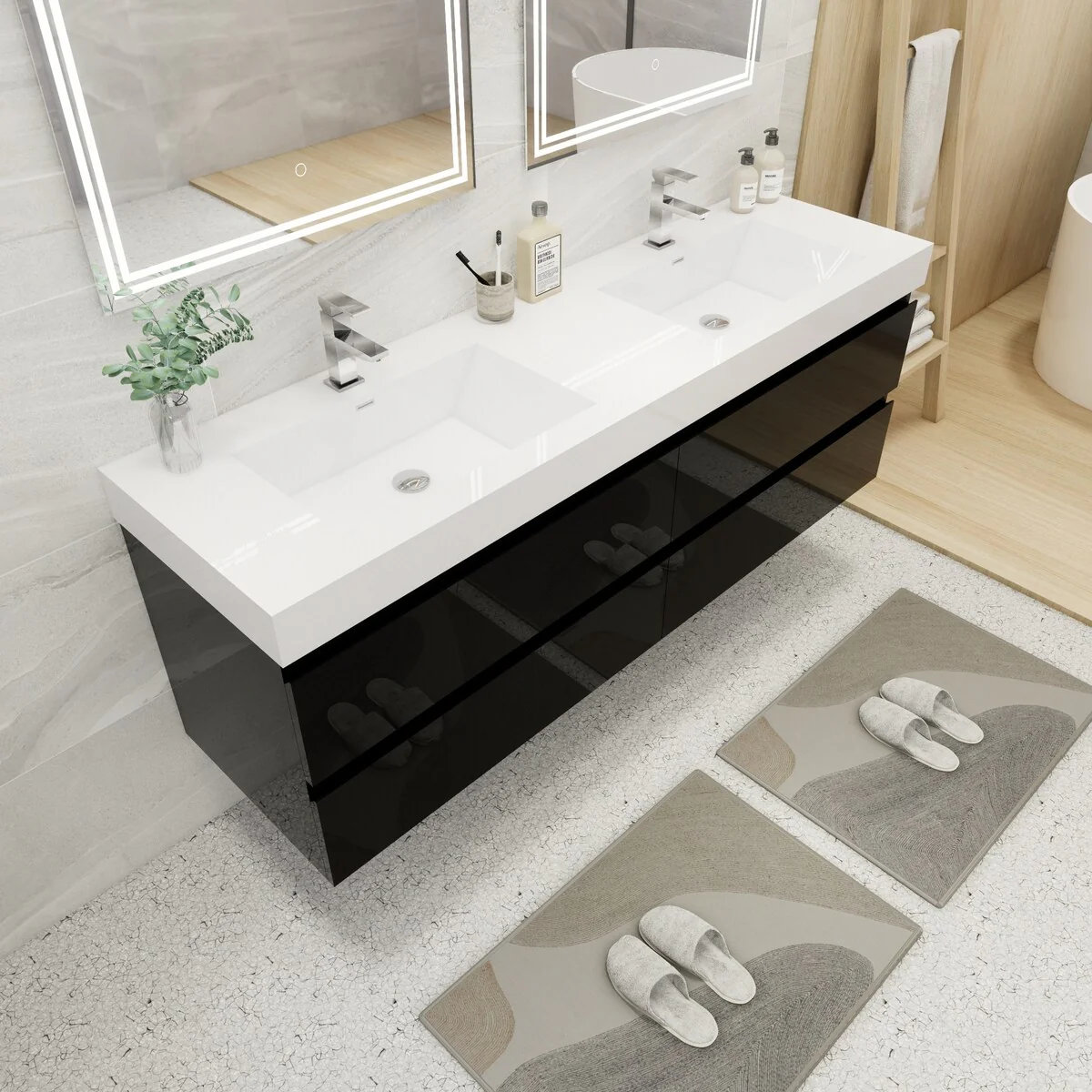 Baillie 72'' Wall-Mounted Vanity with Double Reinforced Acrylic Sink