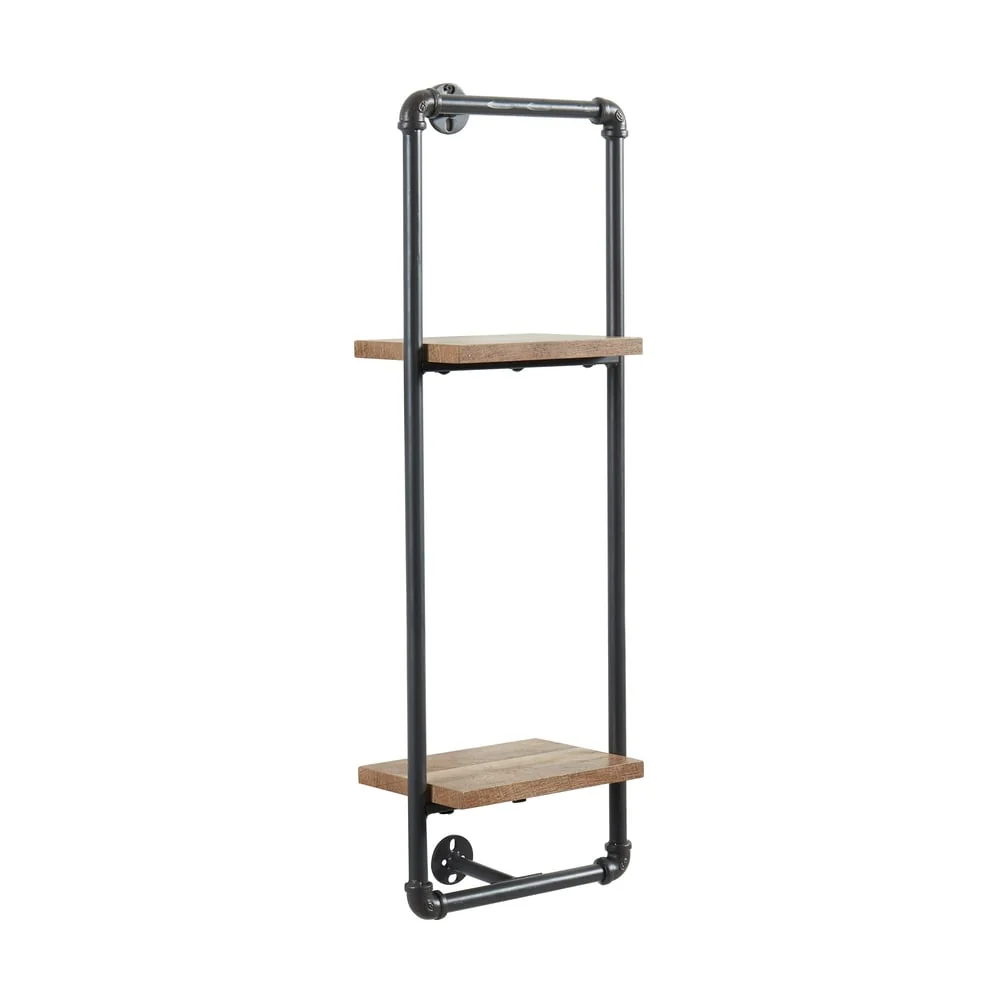 Romi Industrial Sand Black Metal Pipe Wall Shelf by Furniture of America