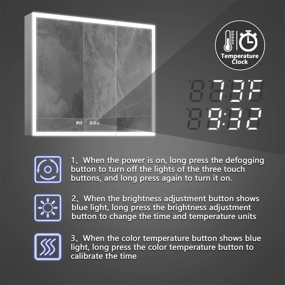 ExBrite Led Lighted Medicine Cabinet Recessed or Surface with Mirrors