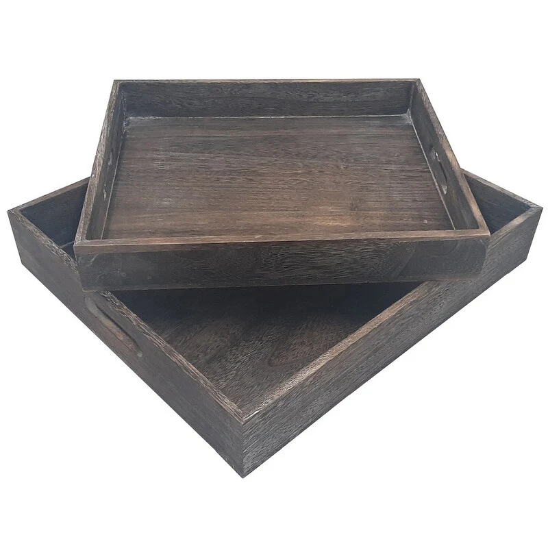 Set of 2 decorative wooden serving tray - 8'6