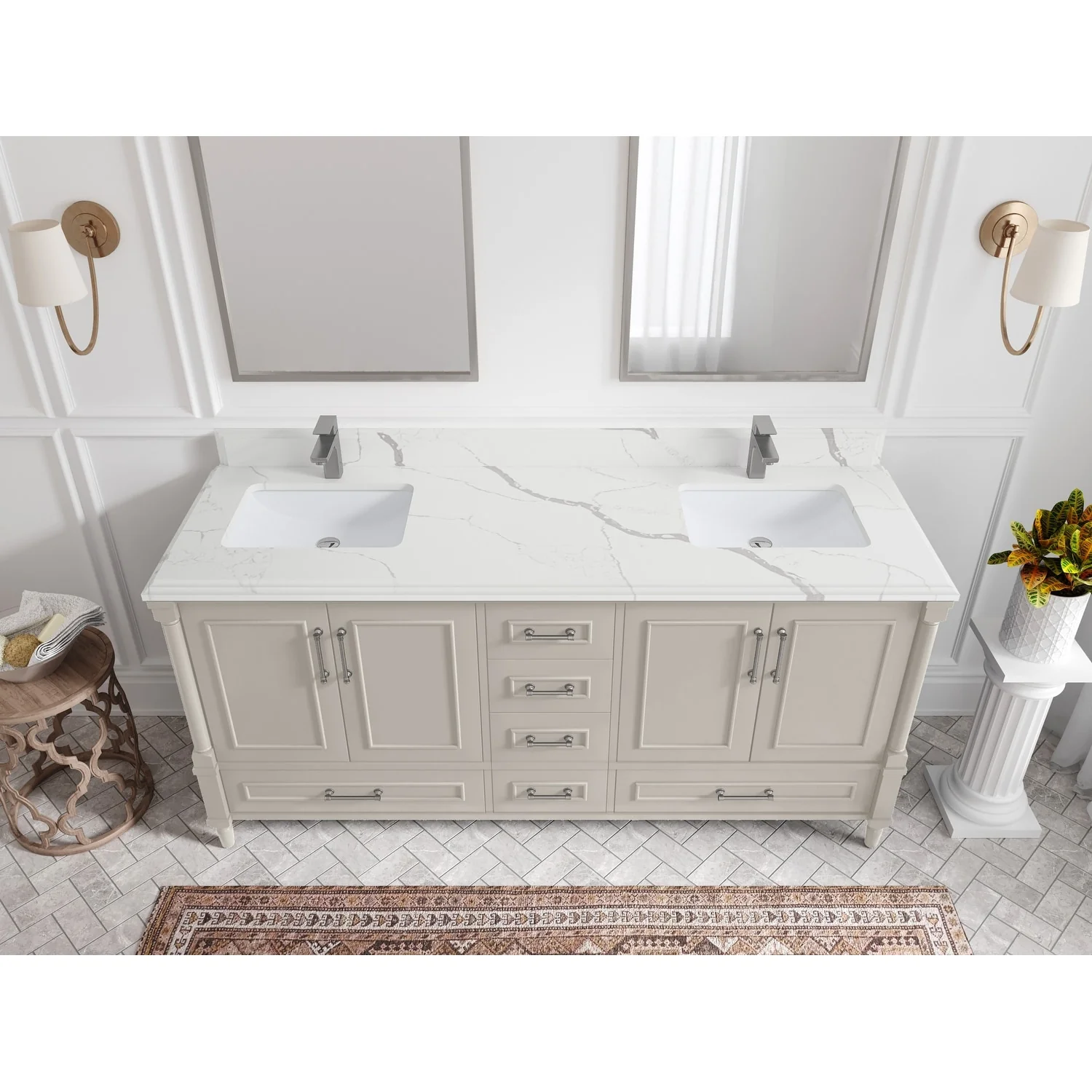 Willow Collections 72 in. W x 22 in. D Aberdeen Double Sink Bathroom Vanity with Countertops