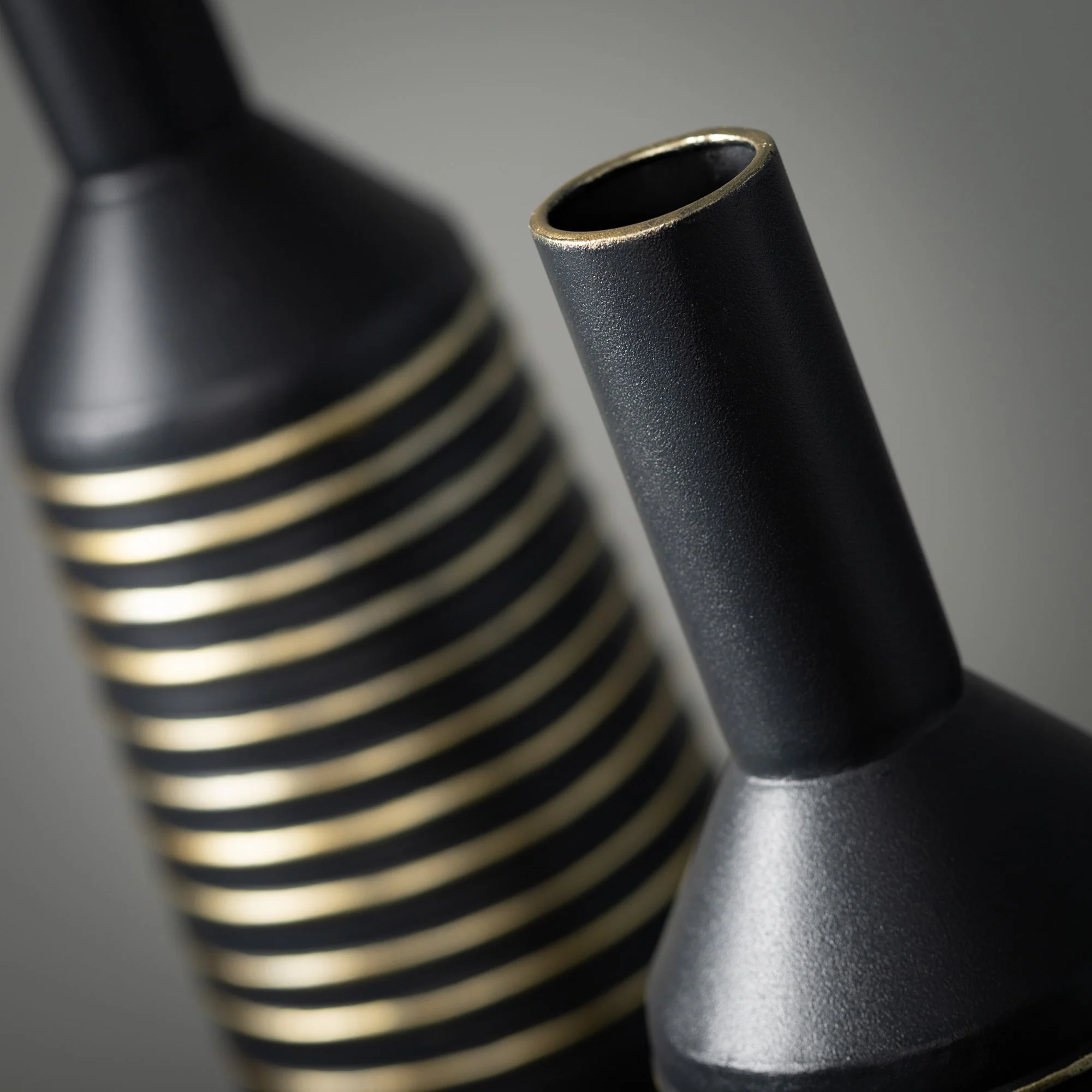 Sullivans Matte Black Gold Lined Metal Vases Set of 2, 21