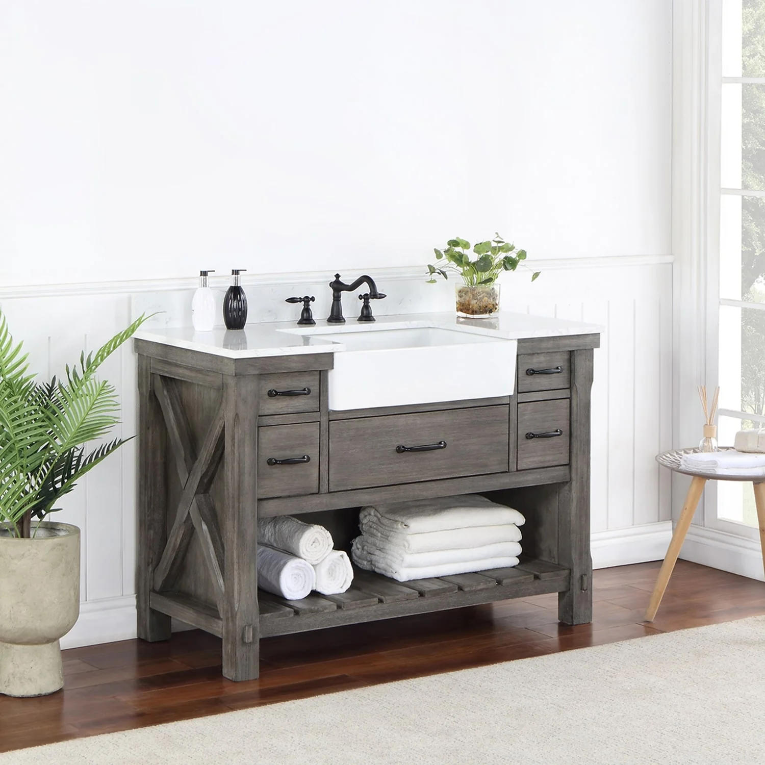 Villareal Bath Vanity with Composite Stone Top without Mirror