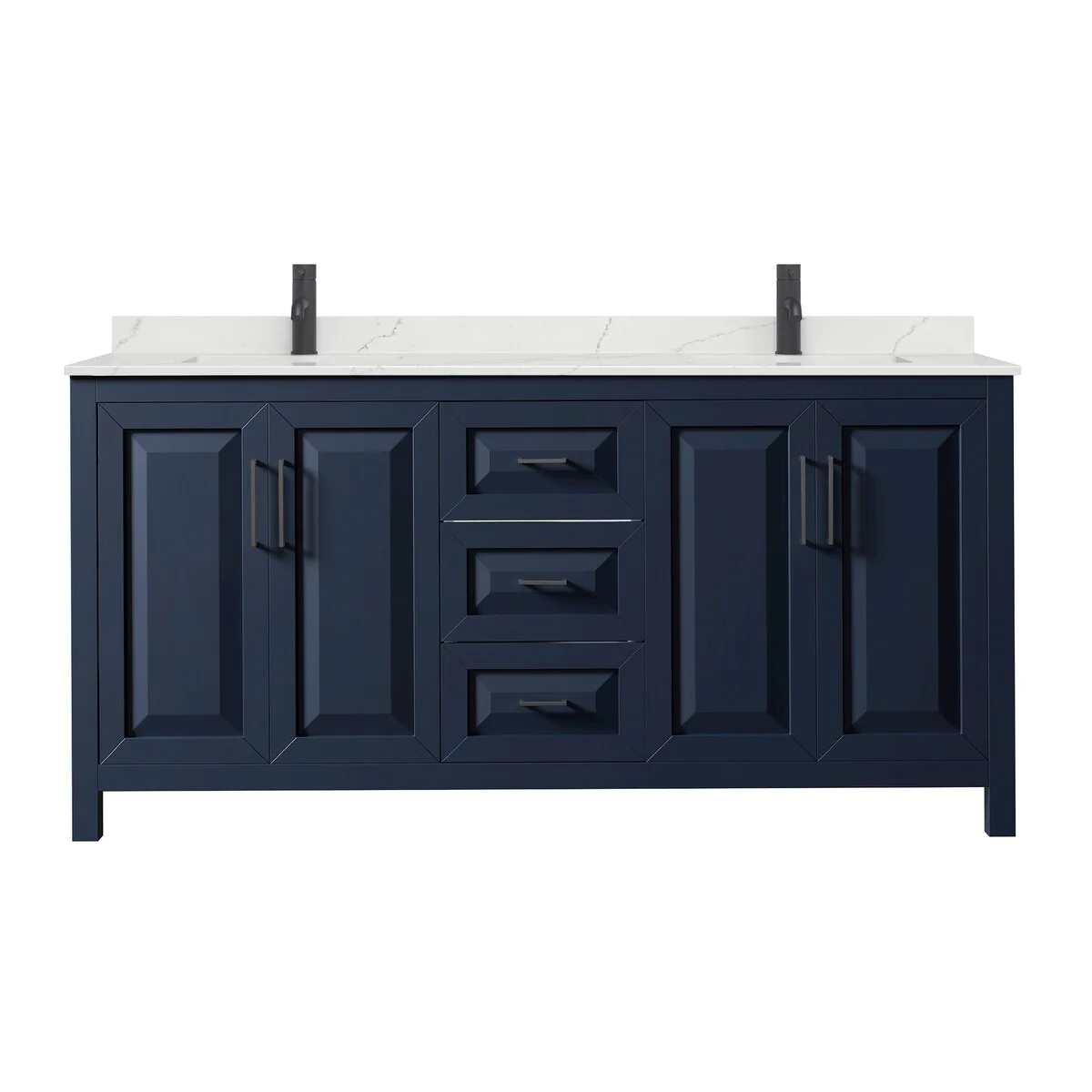 Daria 72-inch Double Vanity, Single Hole Quartz Top