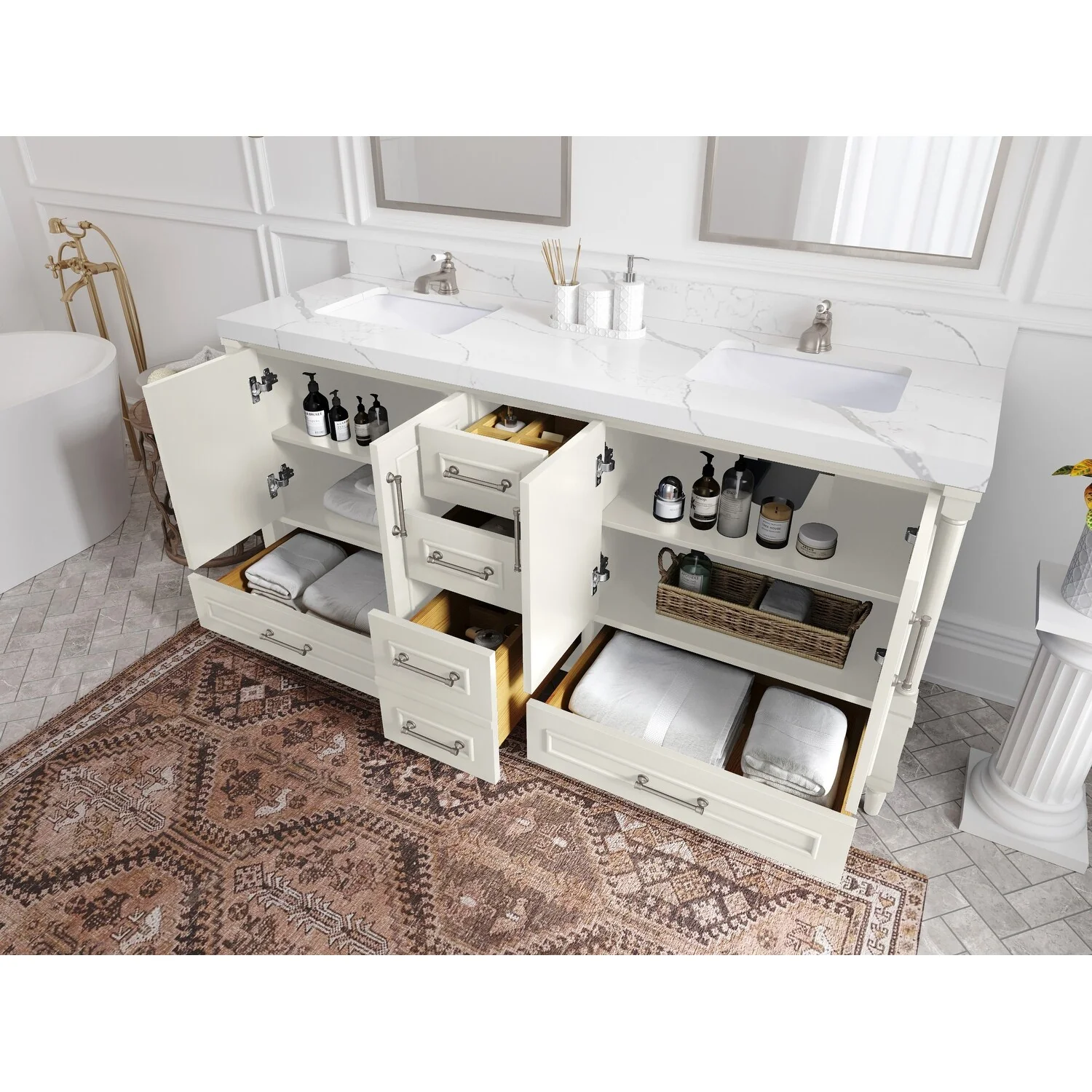 Willow Collections 72 in. W x 22 in. D Aberdeen Double Sink Bathroom Vanity with Countertops