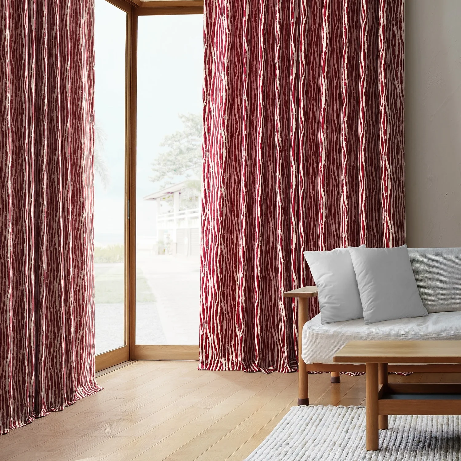 Exclusive Fabrics Jacquard Faux Silk Curtains - 1 Panel Room Darkening Curtain