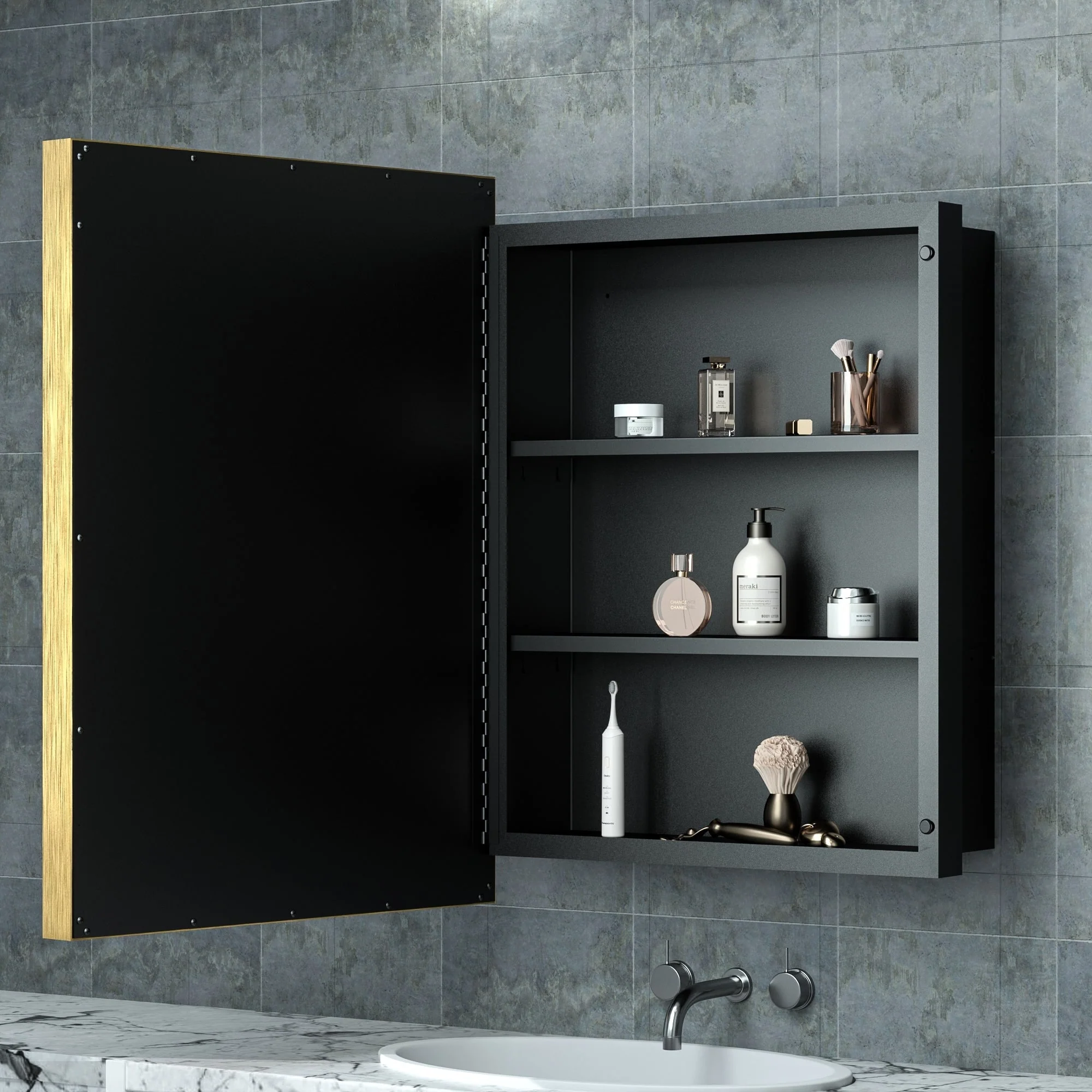 TokeShimi Medicine Cabinets for Bathroom with Mirror, Beveled Framed
