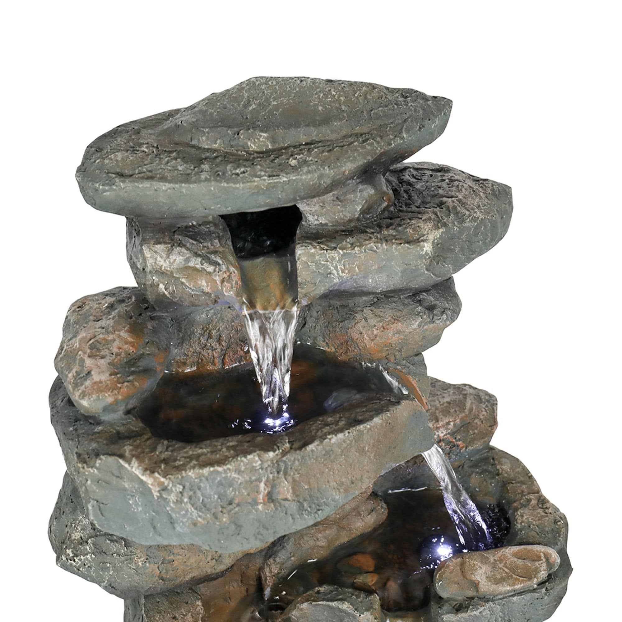 4 Tier Indoor Water Fountain Resin Rockery for Home Office