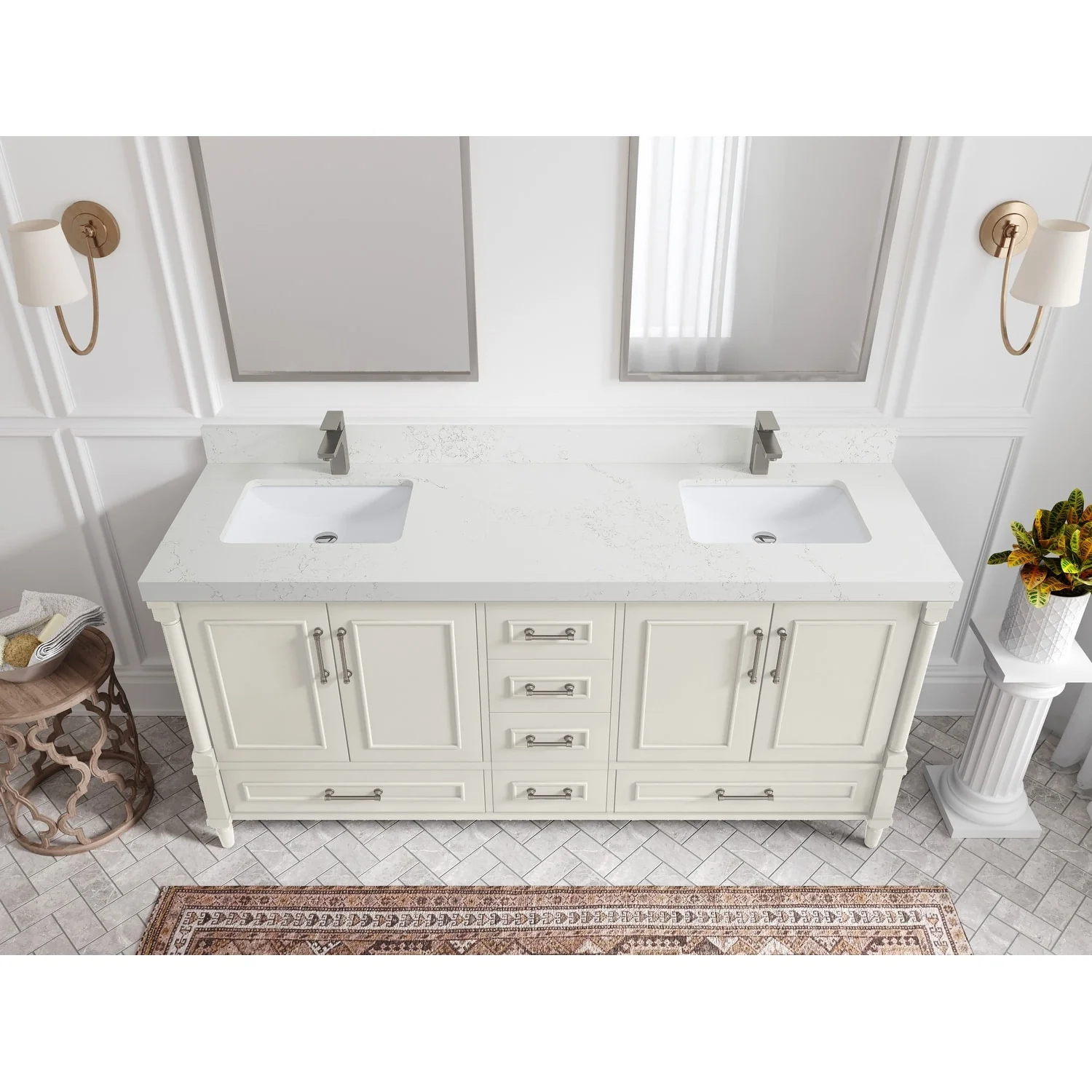 Willow Collections 72 in. W x 22 in. D Aberdeen Double Sink Bathroom Vanity with Countertops
