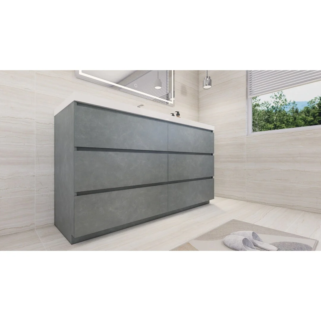 Aron 60'' Freestanding Vanity with Single Reinforced Acrylic Sink