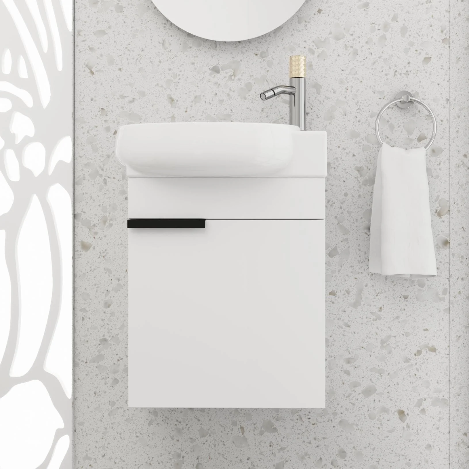 BNK 16/18/23 inch Freestanding/Floating Bathroom Vanity with Single Sink,Powder Room Vanity with Soft Close Door