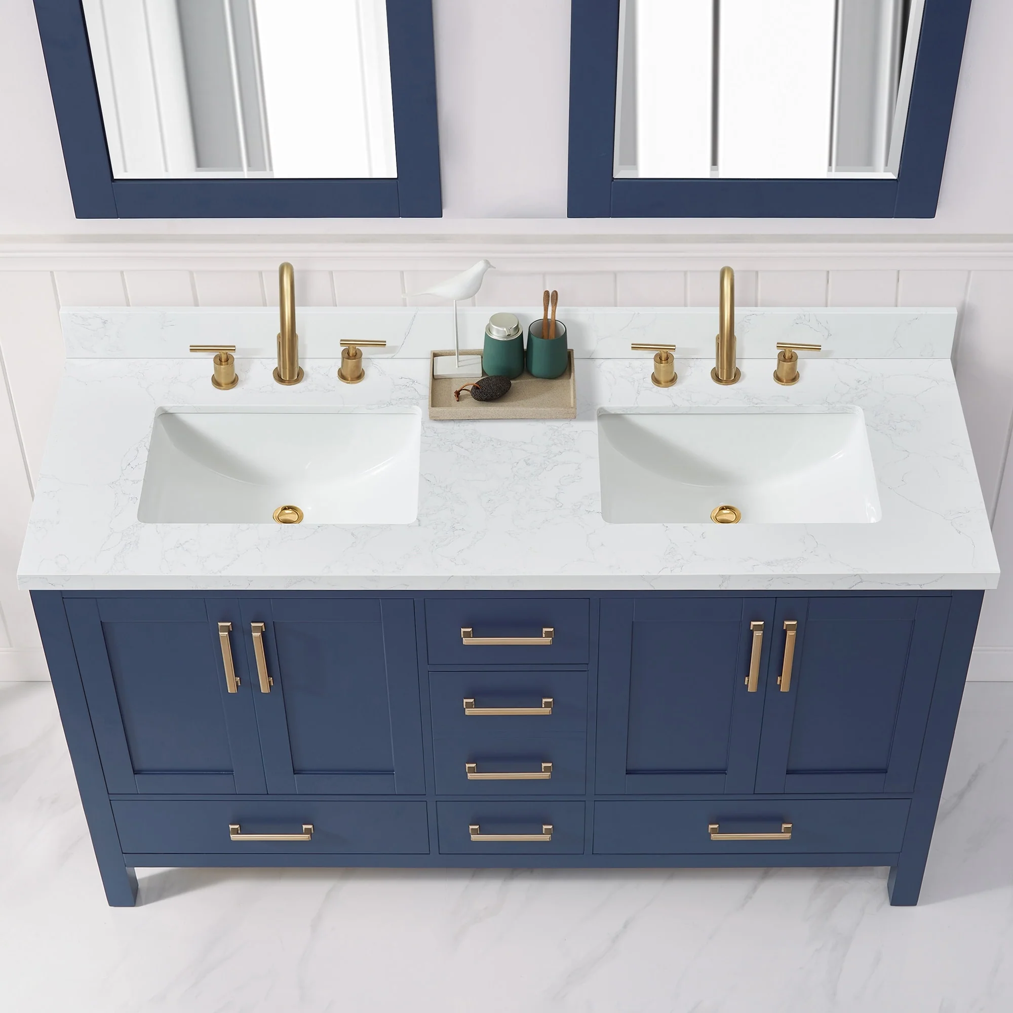 Jaen Composite Stone Vanity Top with White Rectangular Sink