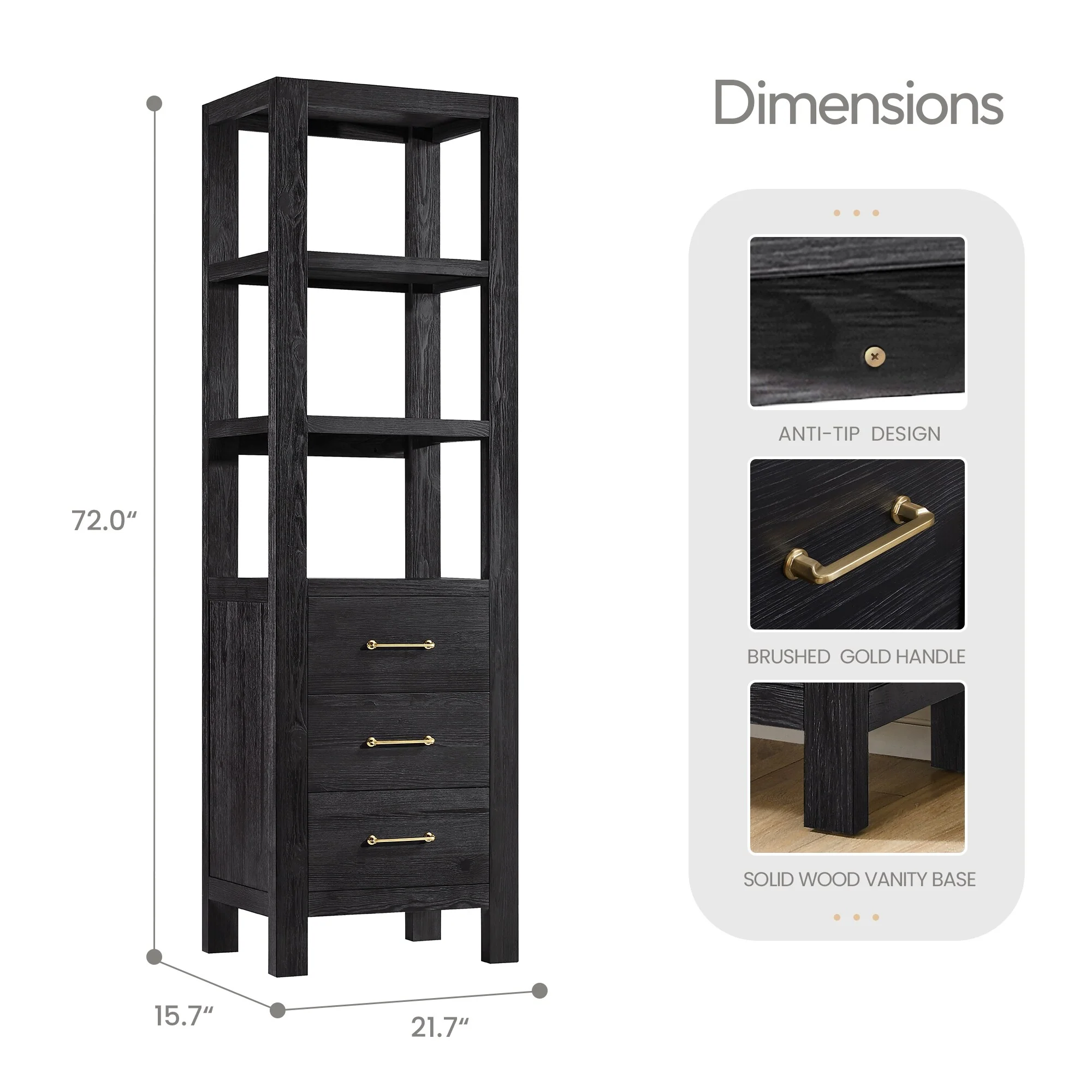 Leon 22 in. Storage Cabinet for Bathroom, Kitchen and Living Room